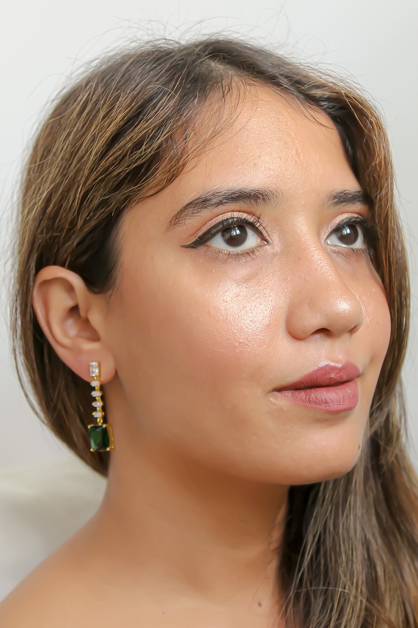 Golden Cruise Benares Earrings featuring 18K gold plating and zirconia stones, designed for pierced ears and hypoallergenic.