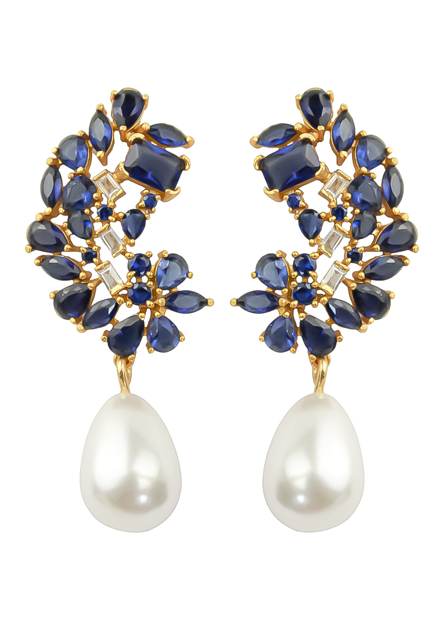 Elegant Golden Frosty Pearl Earrings featuring zirconia stones and a shiny resin pearl, perfect for pierced ears.