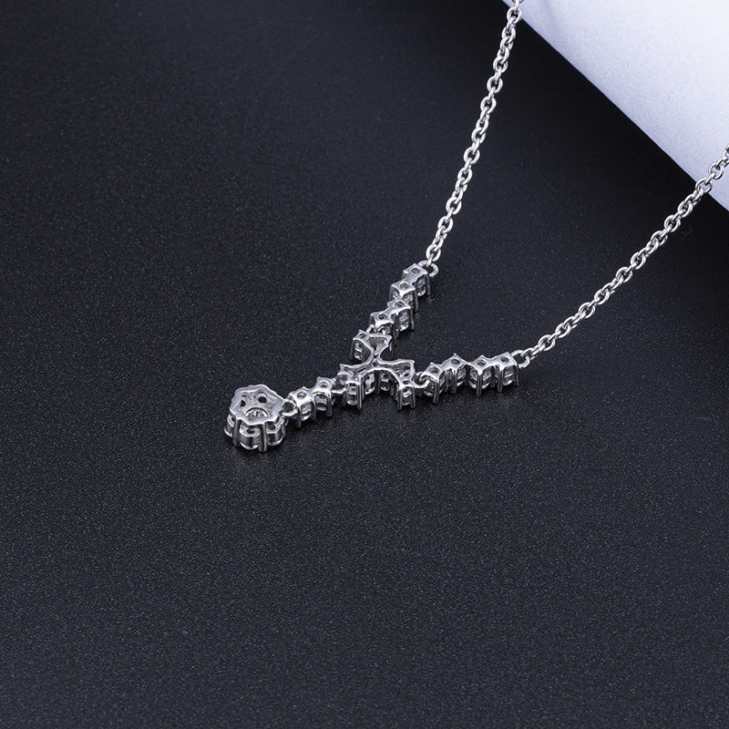 A stunning graduated brilliant simulated diamond necklace made of 925 sterling silver with real white gold filling, showcasing elegance and sparkle.