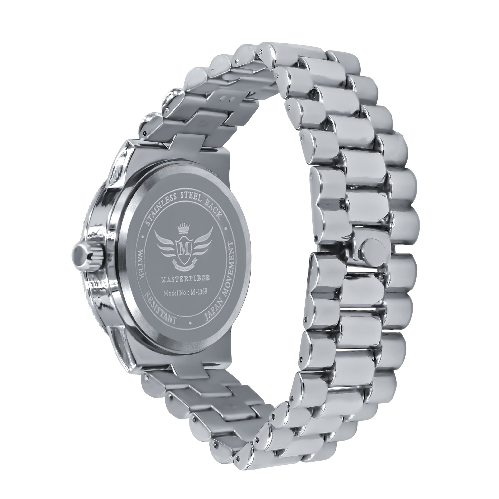 GRANDEUR BLING METAL WATCH featuring a polished chain and CZ stone dial, showcasing elegance and luxury.