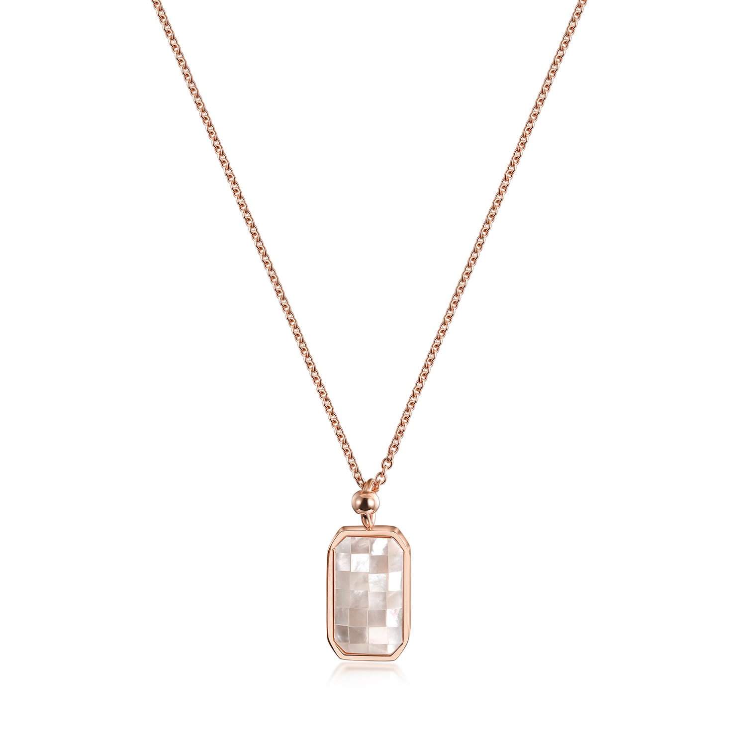 GRID Natural Shell Pendant Necklace featuring an elegant opal design and a delicate 14k gold chain, perfect for daily wear.