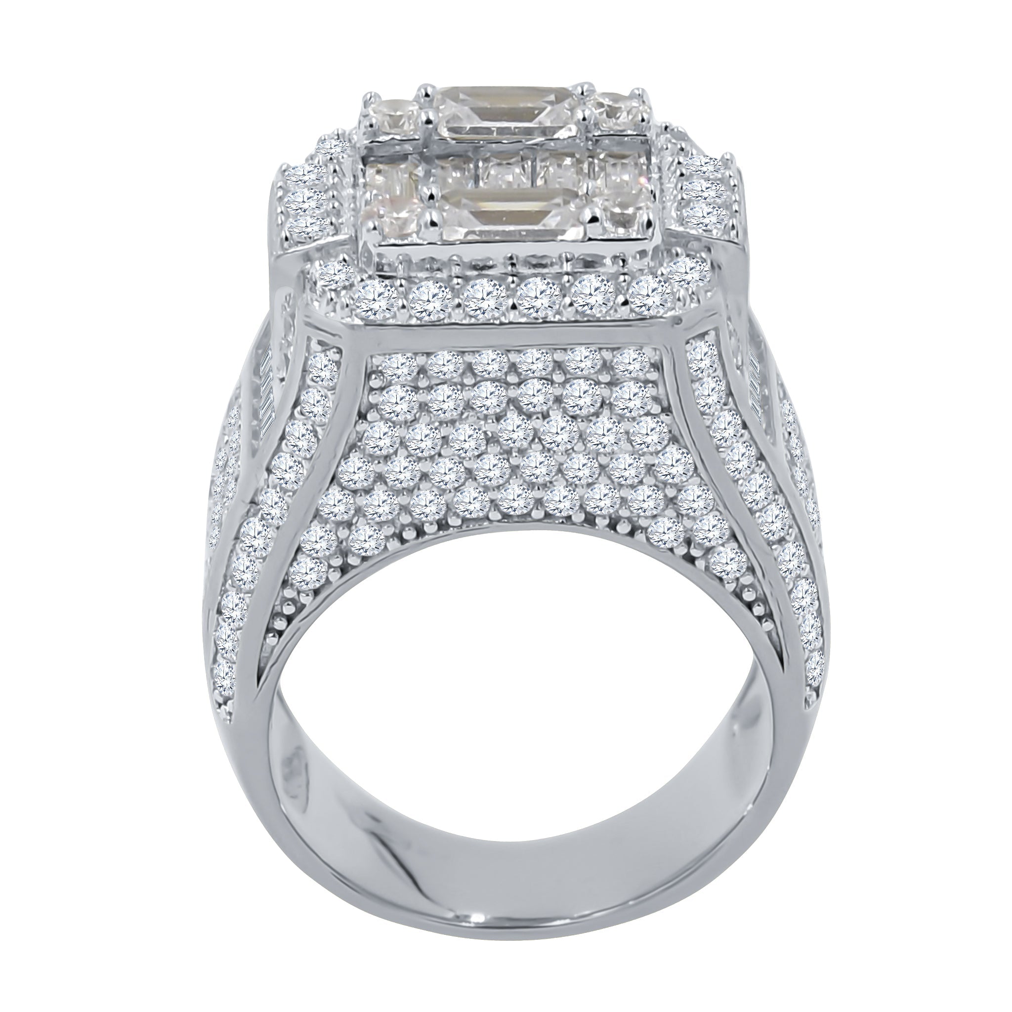 HALE 925 Sterling Silver Ring featuring cubic zircon stones, elegantly designed with a prong setting.