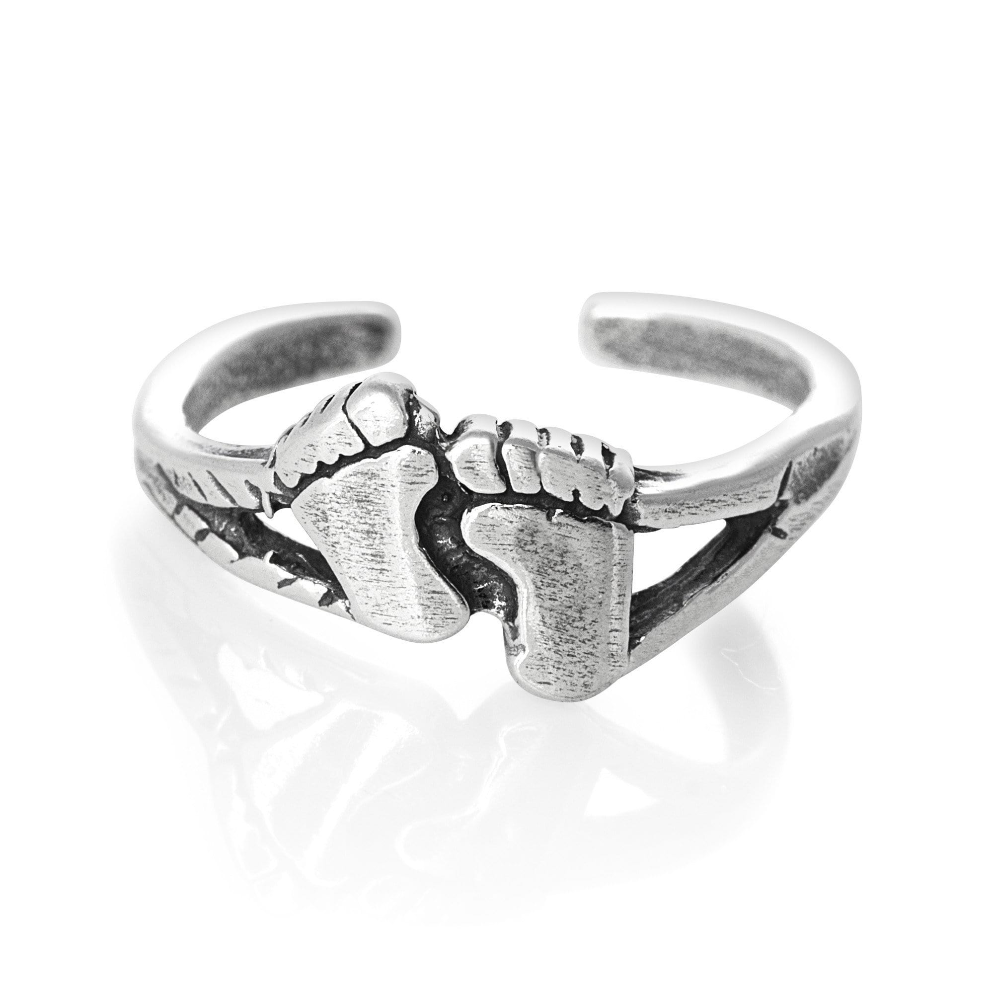 Hang Ten Feet Sterling Silver Toe Ring, adjustable design, lightweight, perfect for summer wear.