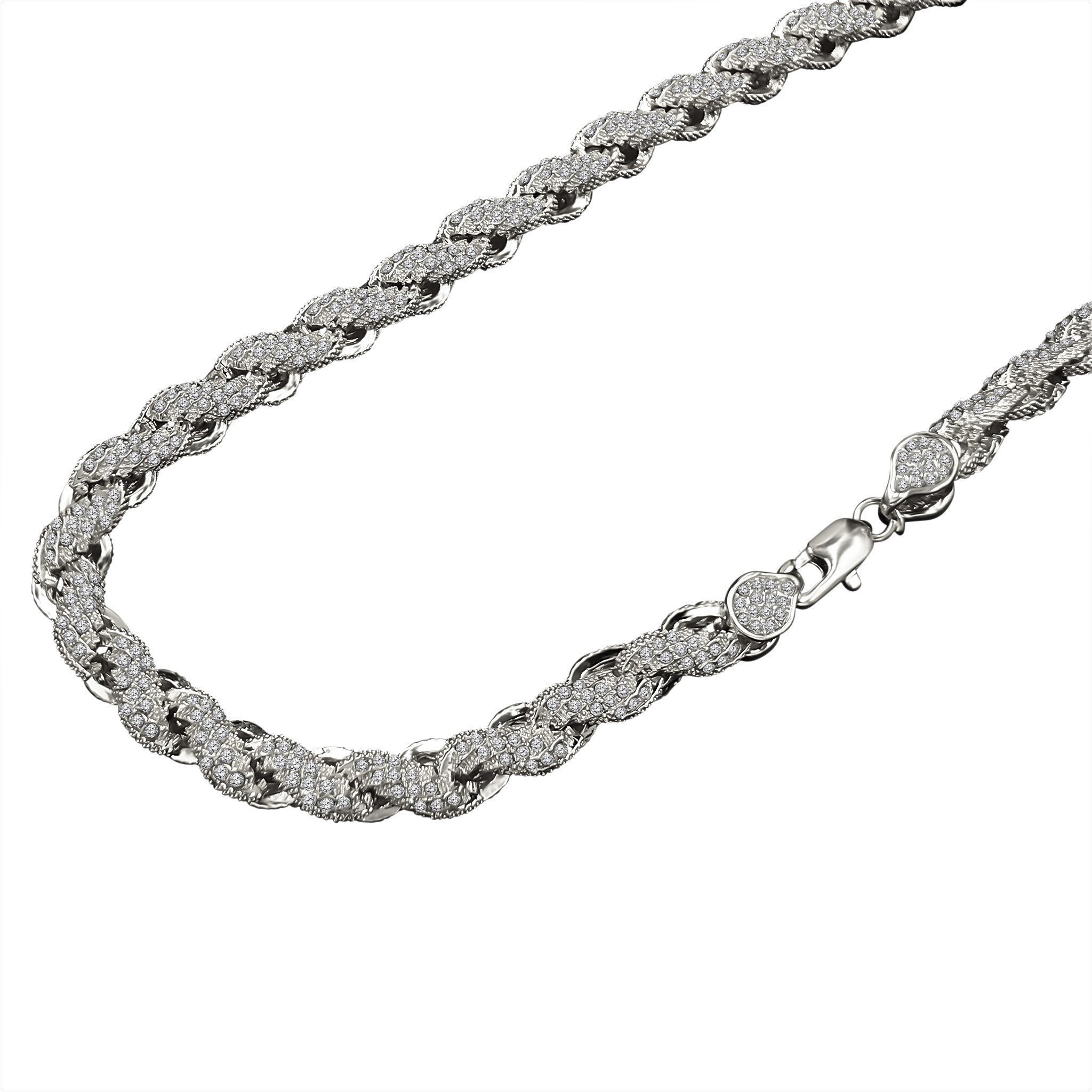 HAWSER 10 MM Rope Chain featuring rhinestone crystals on a base alloy metal, showcasing its luxurious design and thickness.