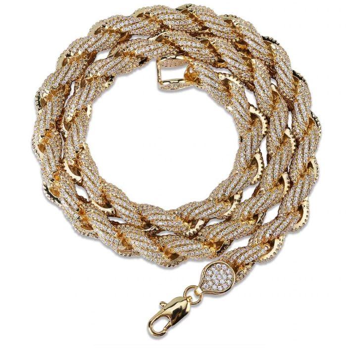 HAWSER 10 MM Rope Chain featuring rhinestone crystals, showcasing its thick design and elegant sparkle.