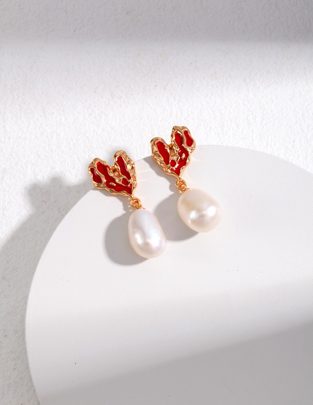 Elegant Heart Love Pearl Earrings featuring freshwater pearls and sterling silver, beautifully handcrafted.