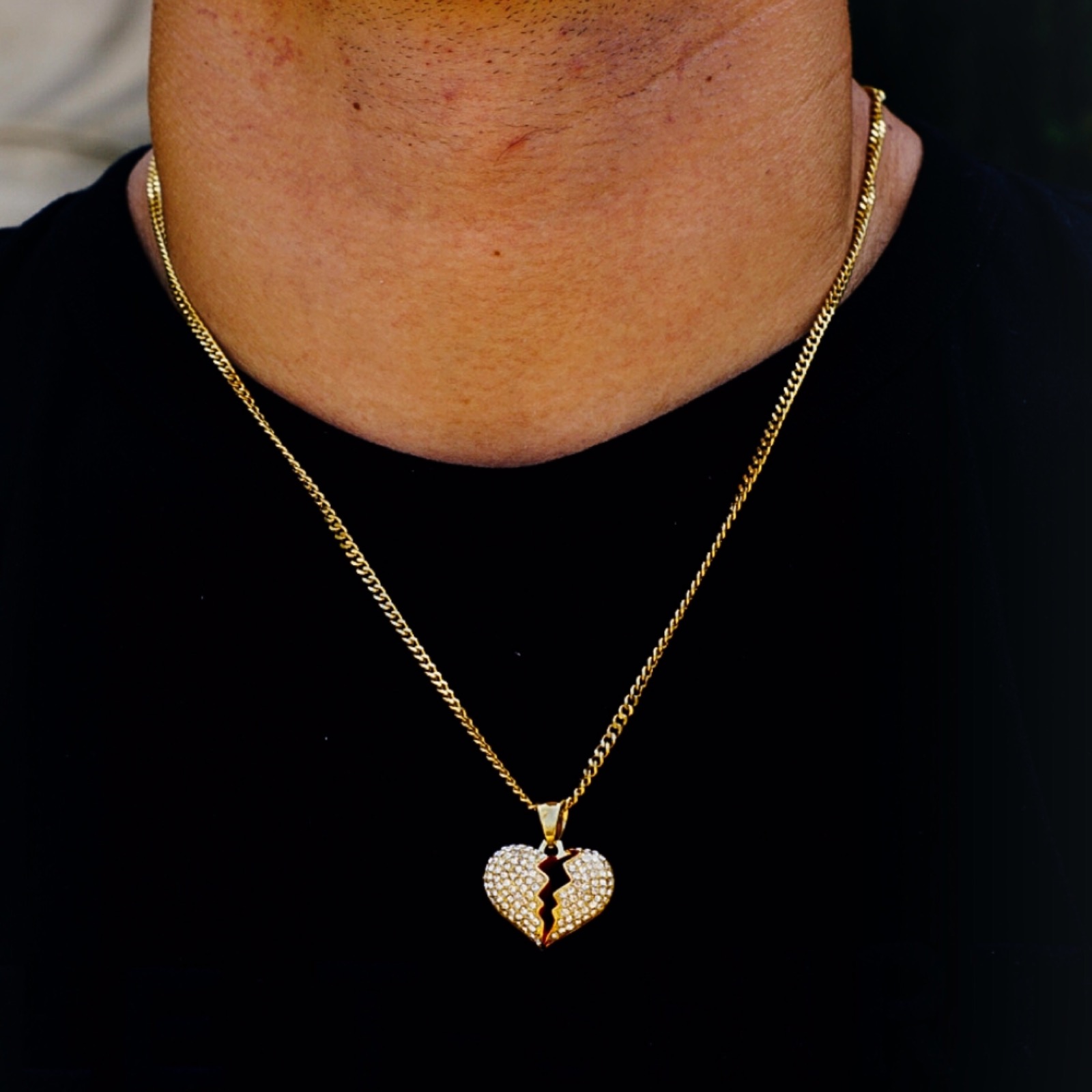 HEARTBREAK Steel Micro Hip Hop Necklace featuring a sparkling Cubic Zirconia pendant on a solid Cuban chain.