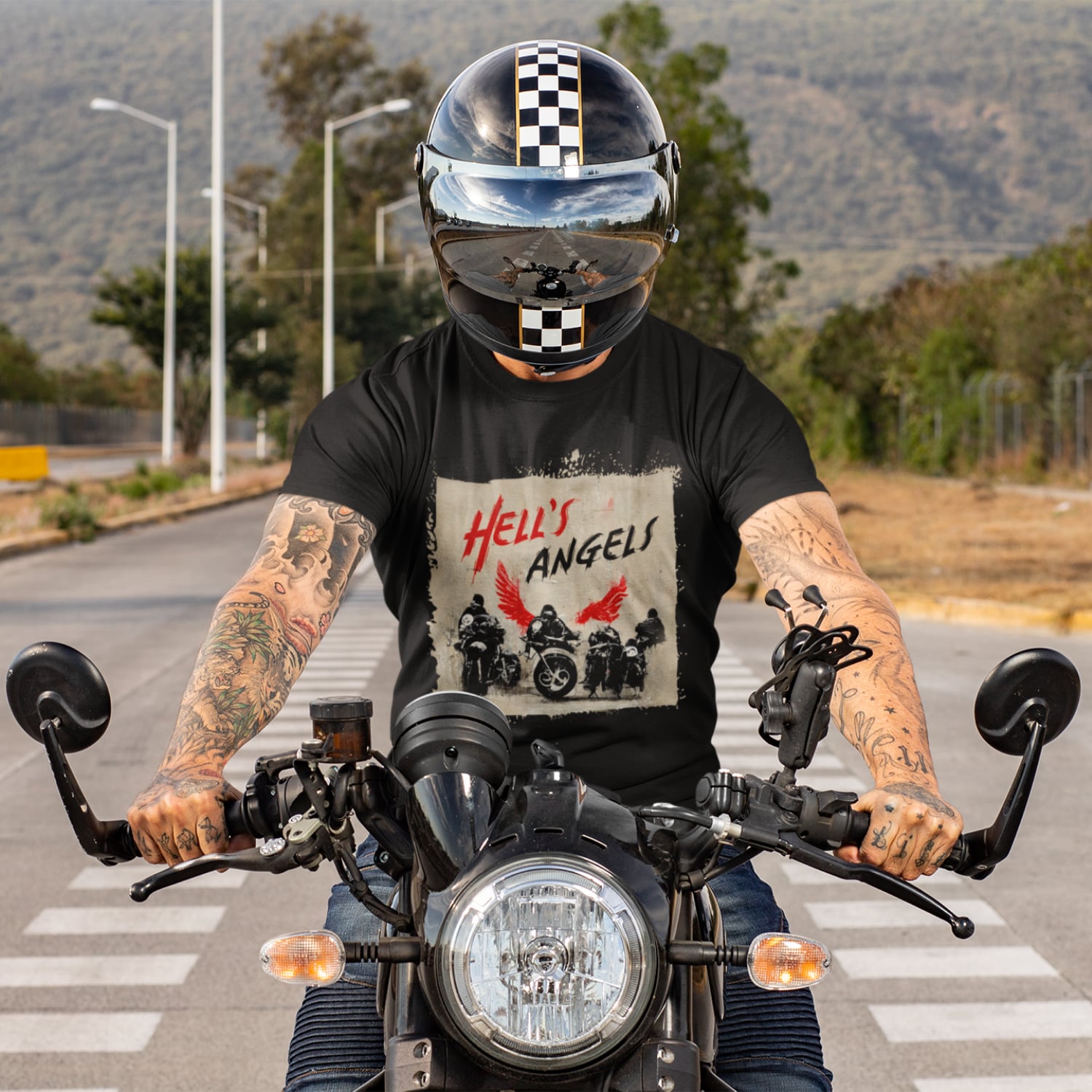 Hell's Angels Cool Heavy Cotton T-Shirt featuring a bold graphic design, perfect for bikers and casual wear.