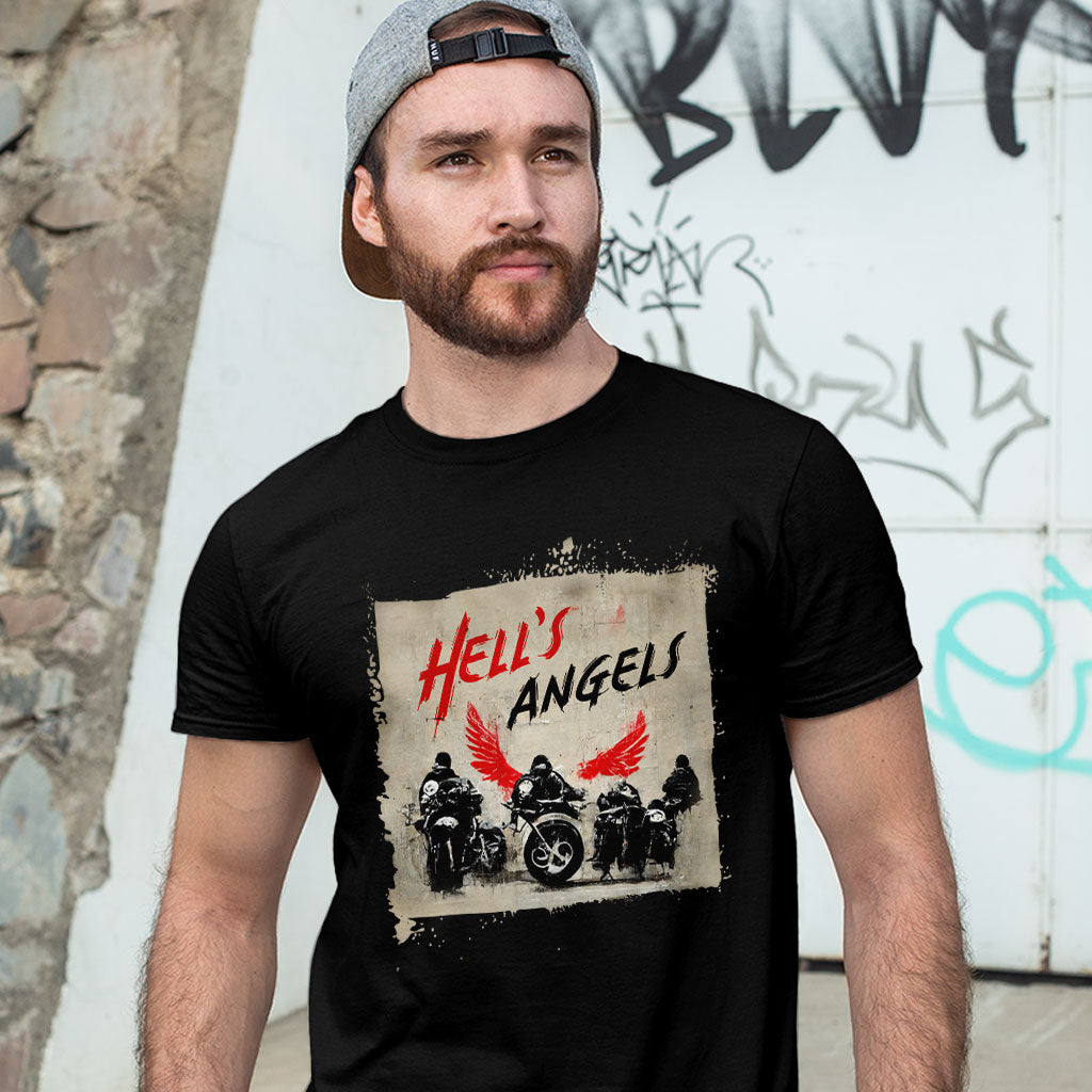 Hell's Angels Cool Heavy Cotton T-Shirt featuring a bold graphic design, perfect for bikers and casual wear.