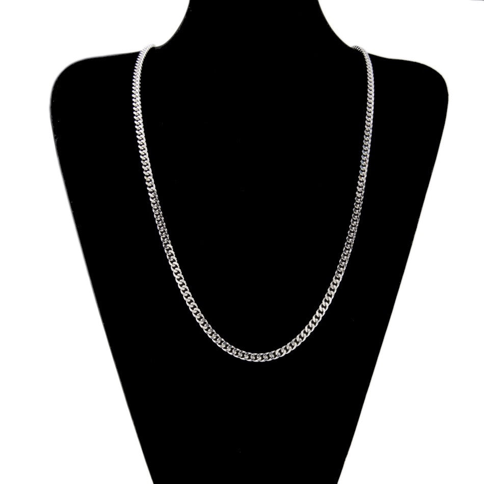 A stylish Hiphop Cuban Link Chain made of stainless steel, featuring interlocking links for a bold and fashionable look.