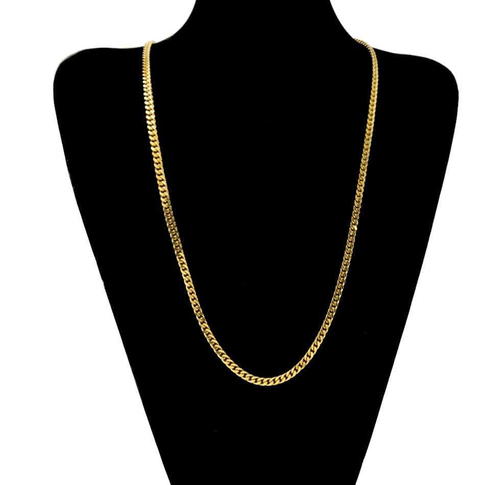 A stylish Hiphop Cuban Link Chain made of stainless steel, featuring interlocking links for a bold and fashionable look.