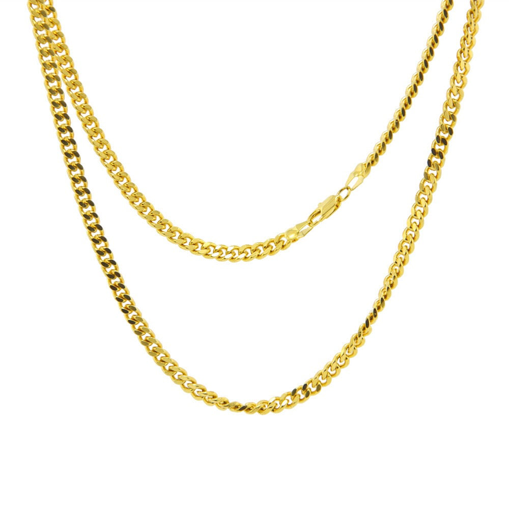 A stylish Hiphop Cuban Link Chain made of stainless steel, featuring interlocking links for a bold and fashionable look.