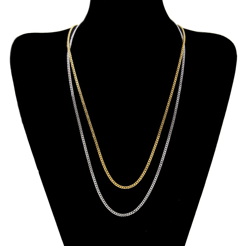 A stylish Hiphop Cuban Link Chain made of stainless steel, featuring interlocking links for a bold and fashionable look.