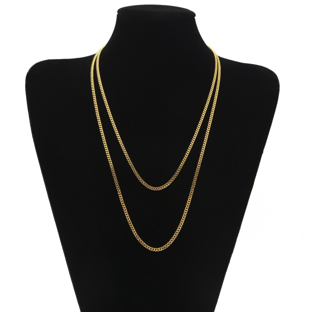 A stylish Hiphop Cuban Link Chain made of stainless steel, featuring interlocking links for a bold and fashionable look.