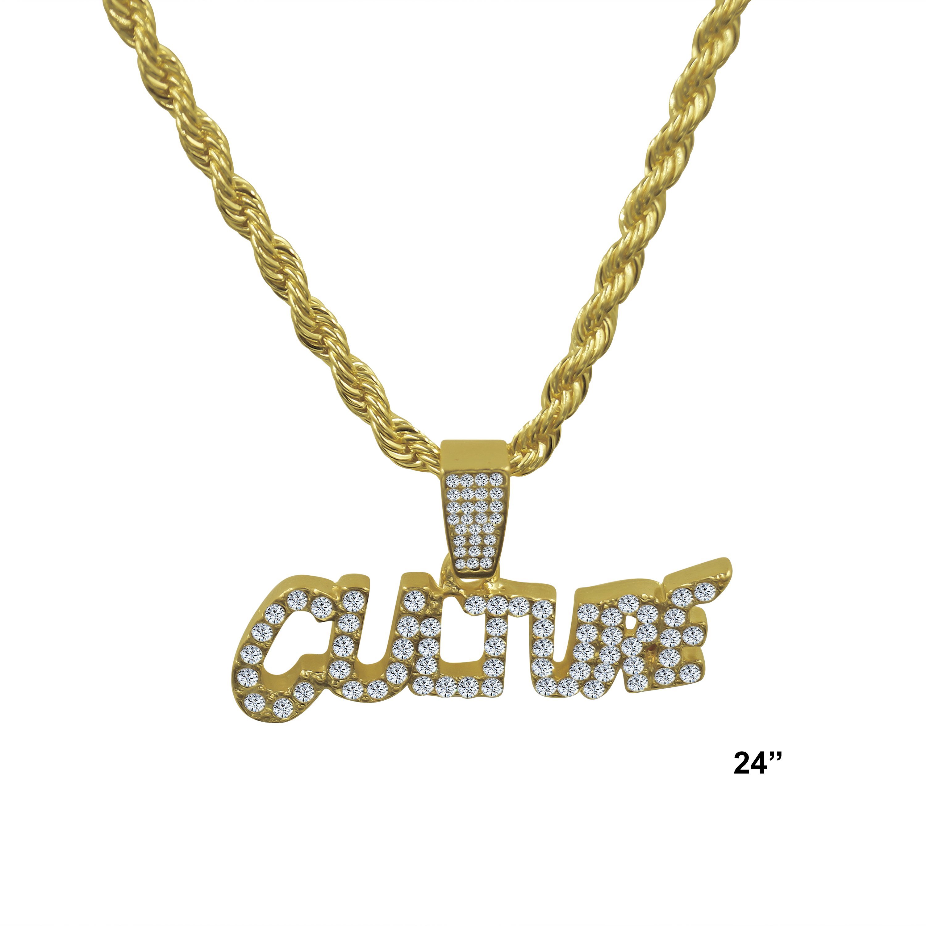 A stylish 24-inch hip hop chain with a trendy charm, showcasing its bold design and high-quality materials.