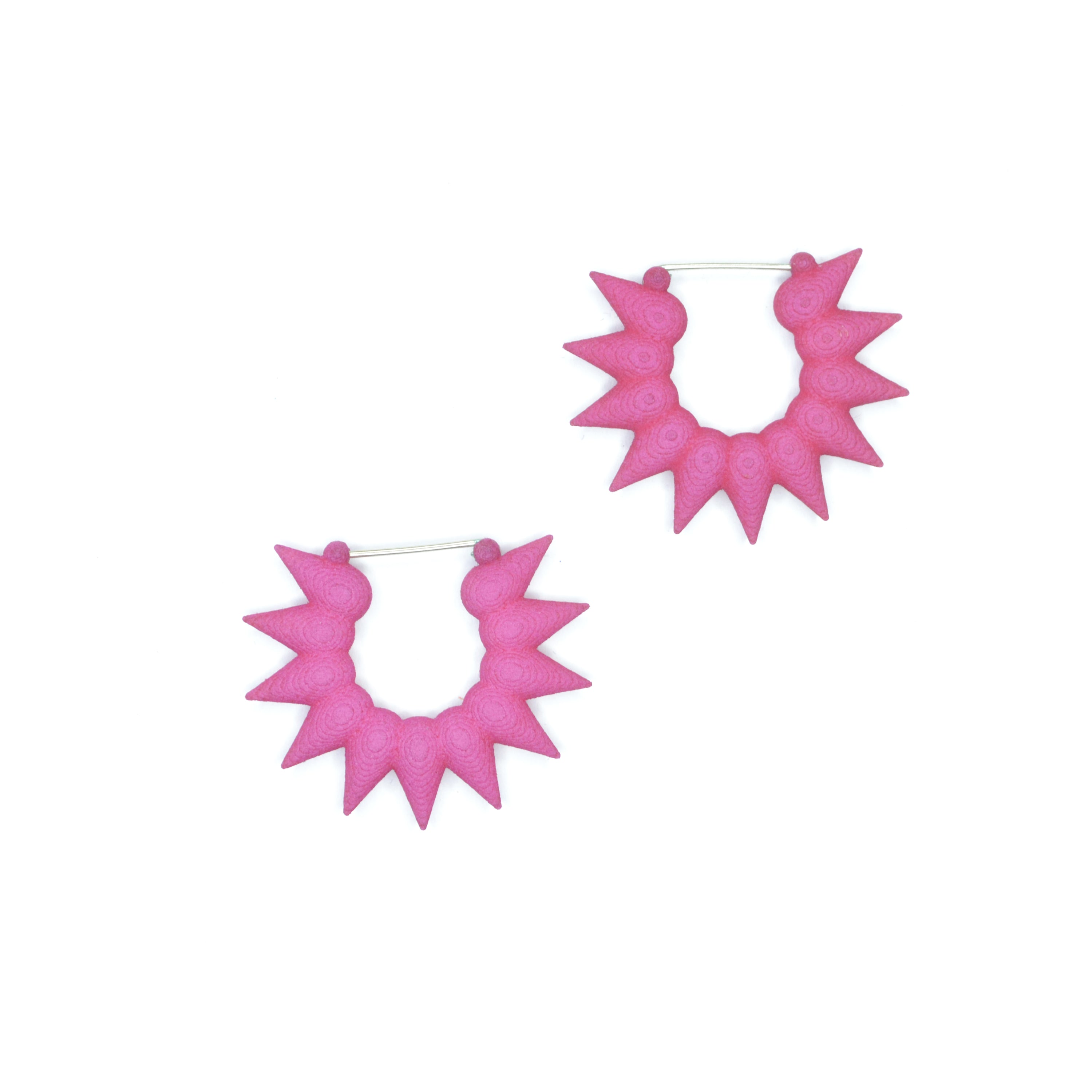 Colorful Rainforest Hoop Earrings featuring tropical flower design, made from lightweight nylon with sterling silver hooks.