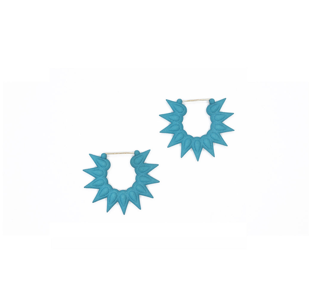 Colorful Rainforest Hoop Earrings featuring tropical flower design, made from lightweight nylon with sterling silver hooks.