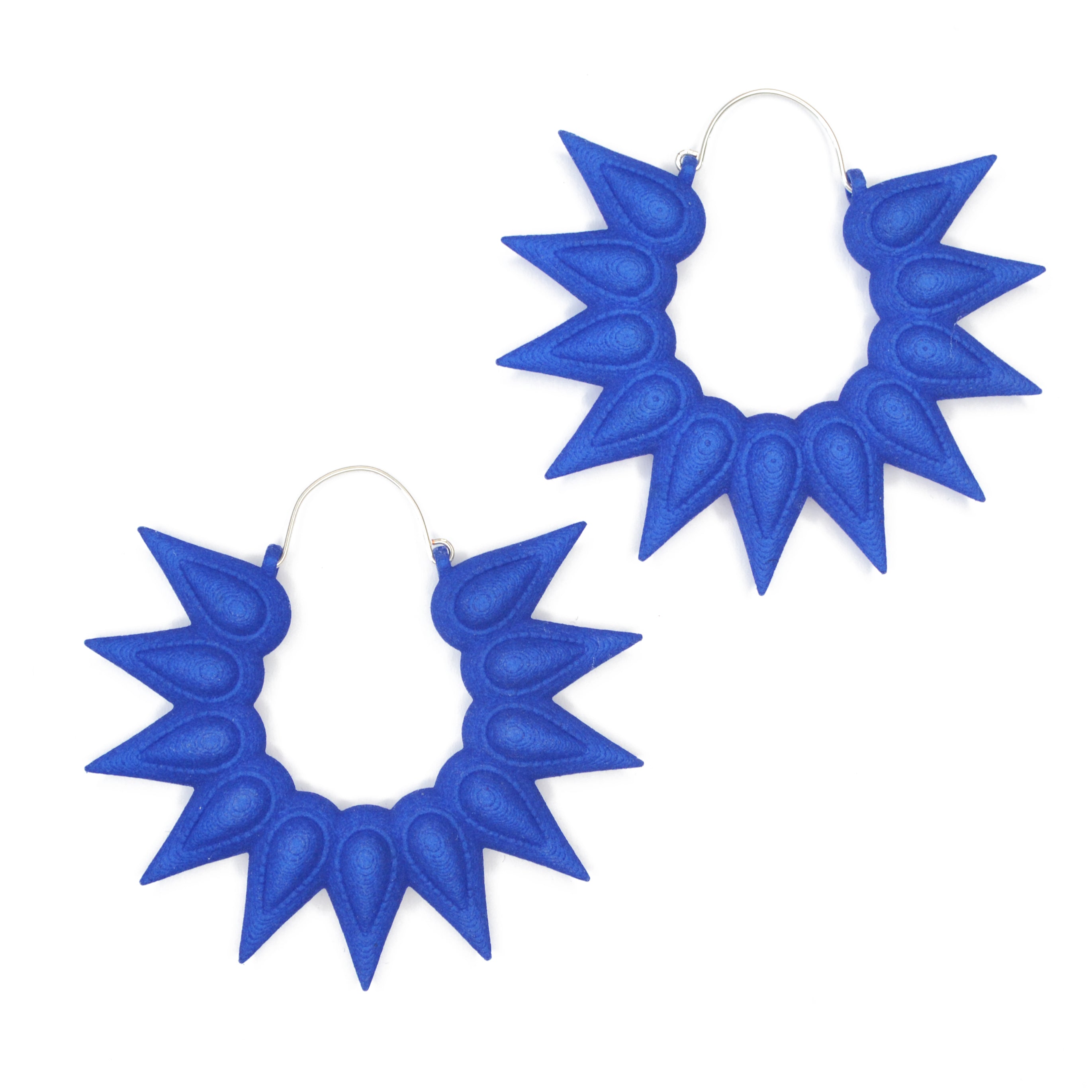 Hoops XL Earrings - Rainforest featuring vibrant colors and tropical flower design, made from lightweight nylon with sterling silver hooks.