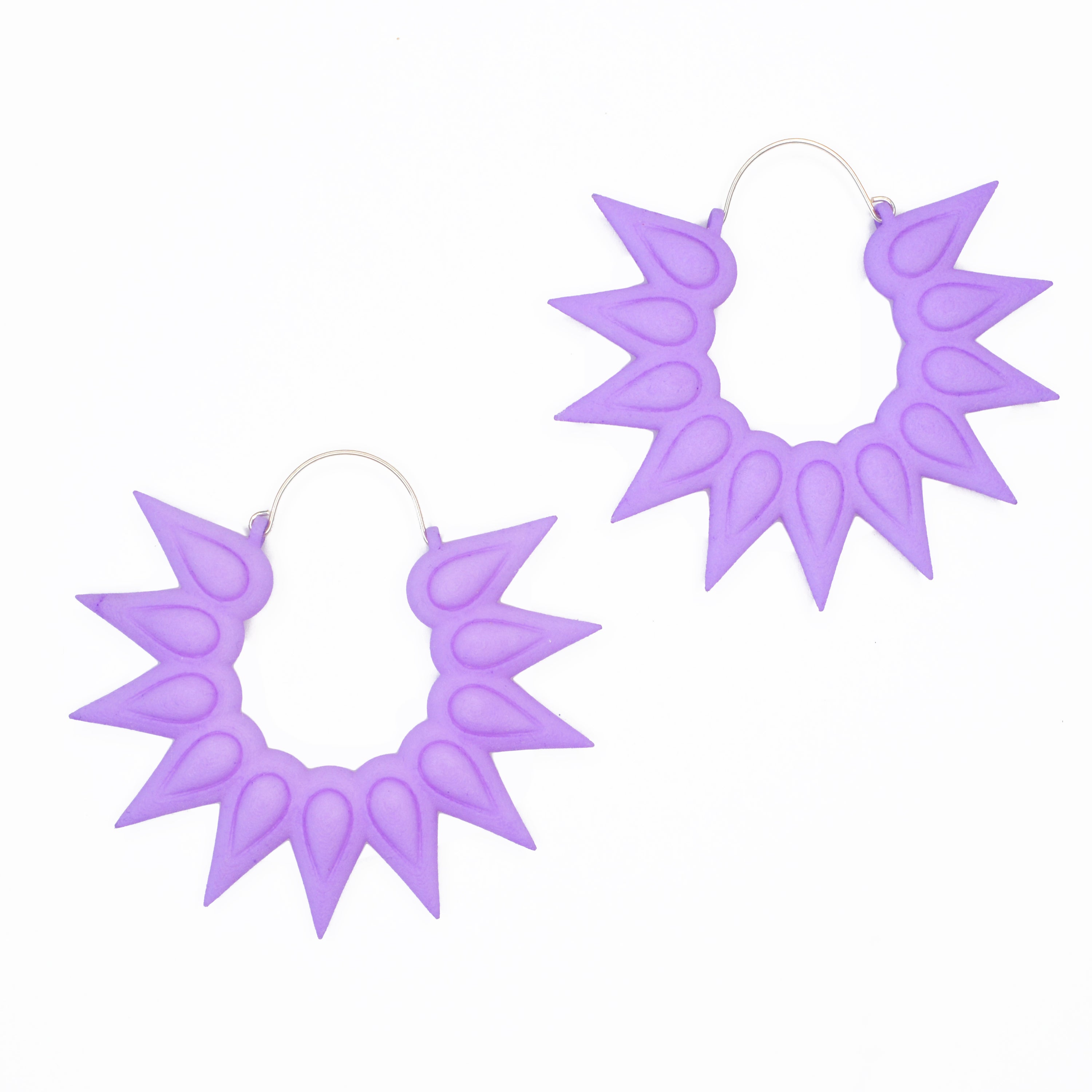 Hoops XL Earrings - Rainforest featuring vibrant colors and tropical flower design, made from lightweight nylon with sterling silver hooks.