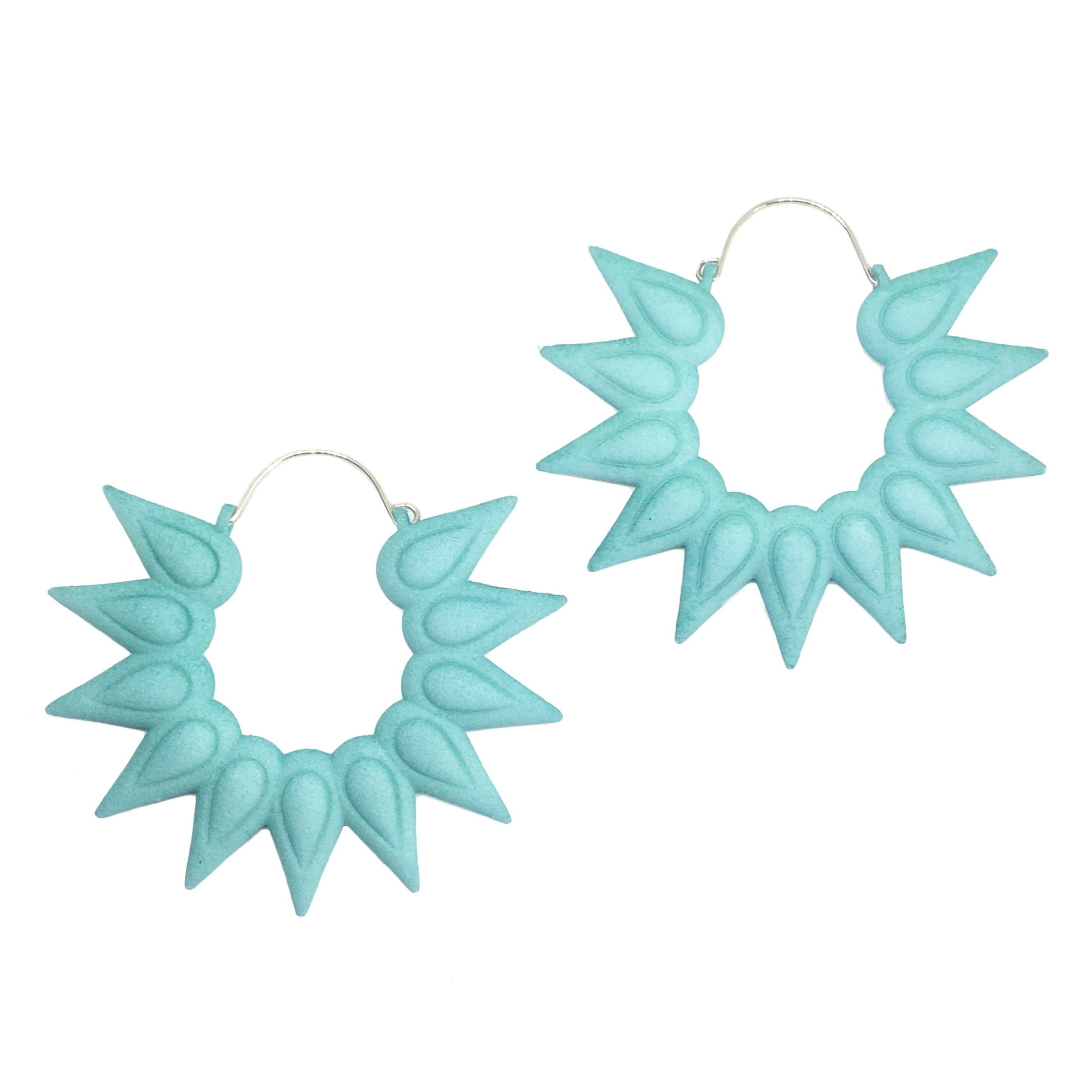 Hoops XL Earrings - Rainforest featuring vibrant colors and tropical flower design, made from lightweight nylon with sterling silver hooks.