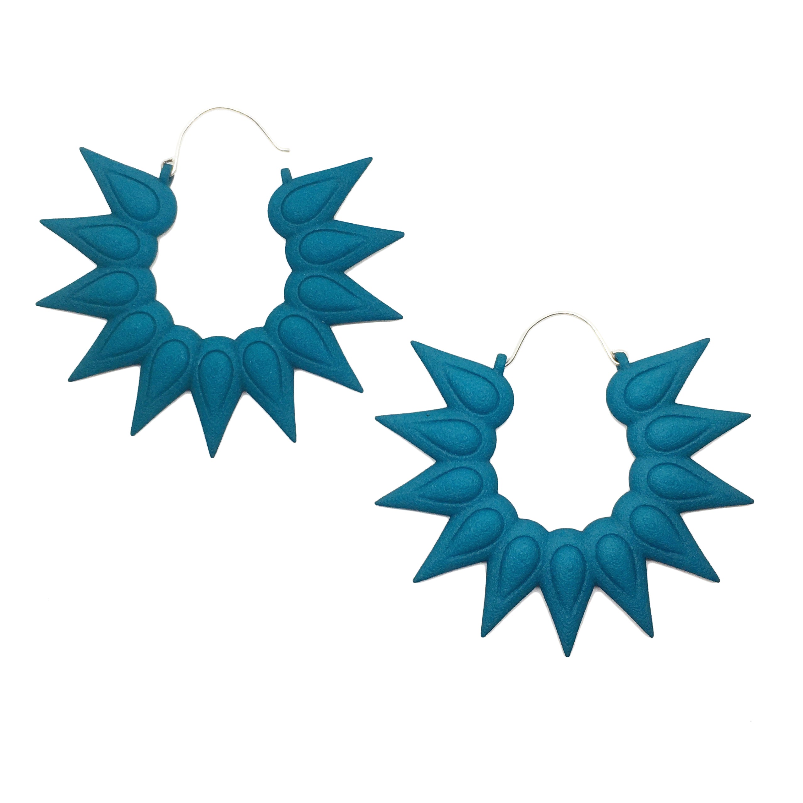 Hoops XL Earrings - Rainforest featuring vibrant colors and tropical flower design, made from lightweight nylon with sterling silver hooks.