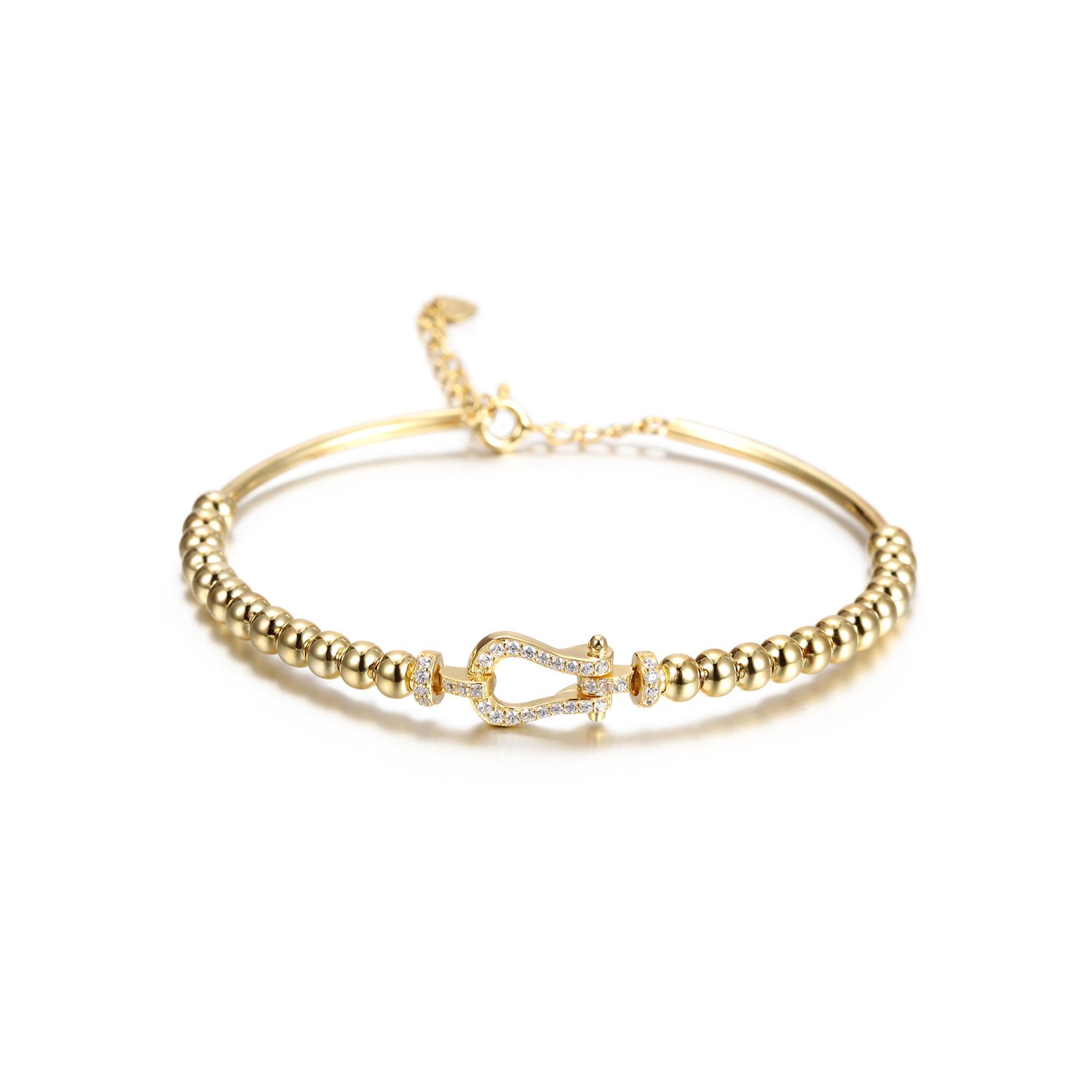 A stylish Horseshoe Charm CZ Bracelet featuring a sparkling horseshoe charm and a delicate chain, perfect for everyday wear.