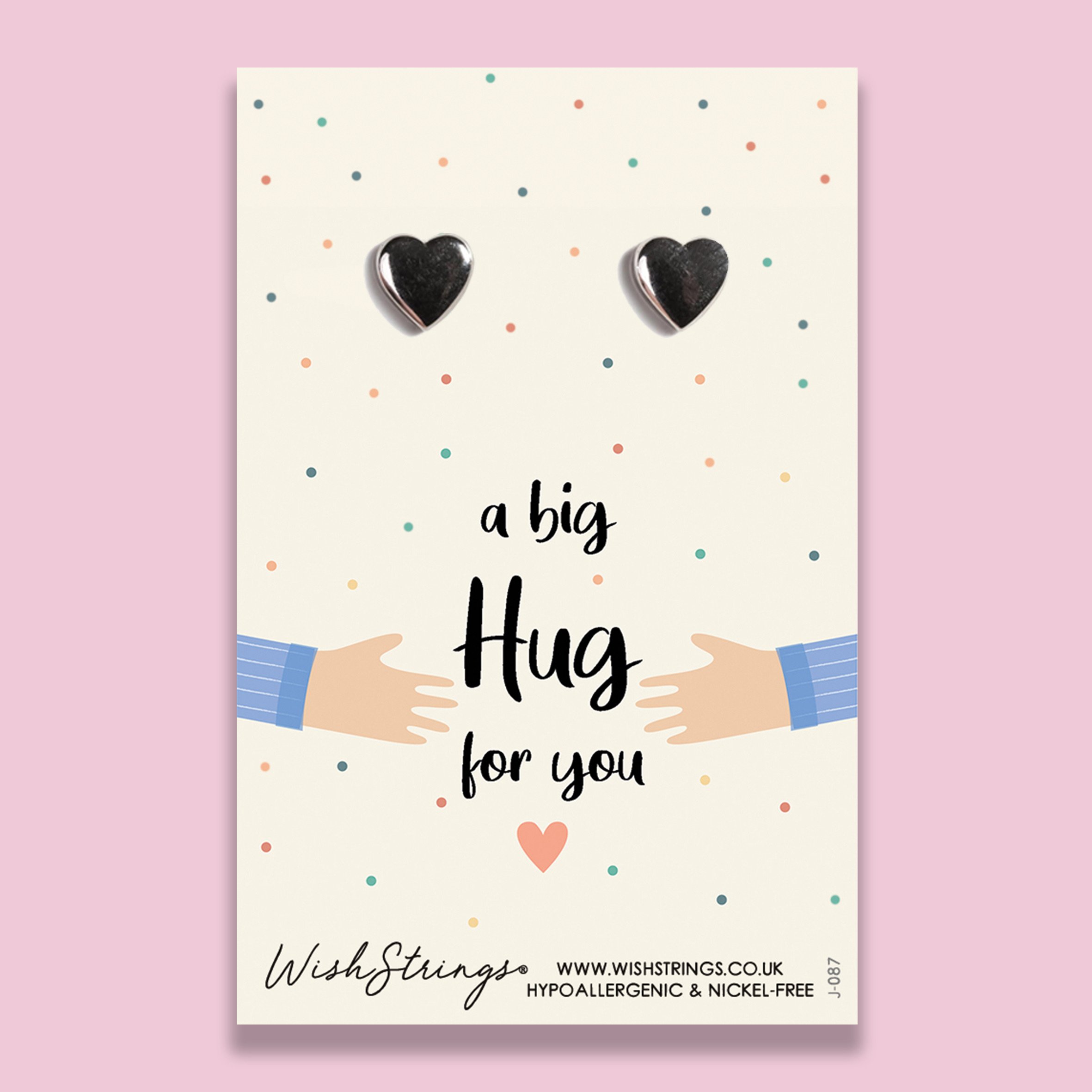 HUG FOR YOU - J087-E earrings displayed in a black gift box with an inspirational card.