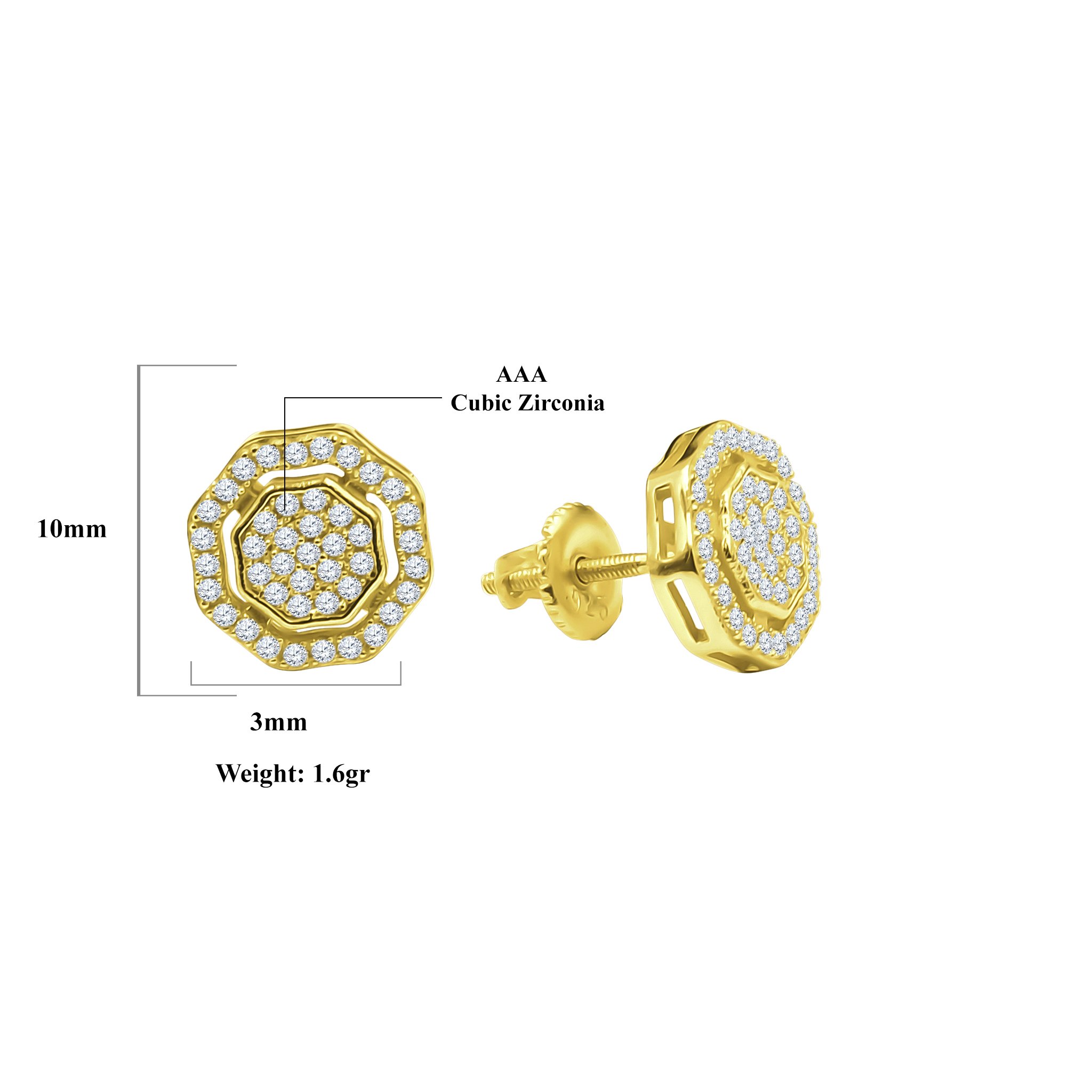 Hunk Screw Back earrings featuring sparkling diamond-shaped accents and cubic zircon stones, elegantly designed for everyday wear.