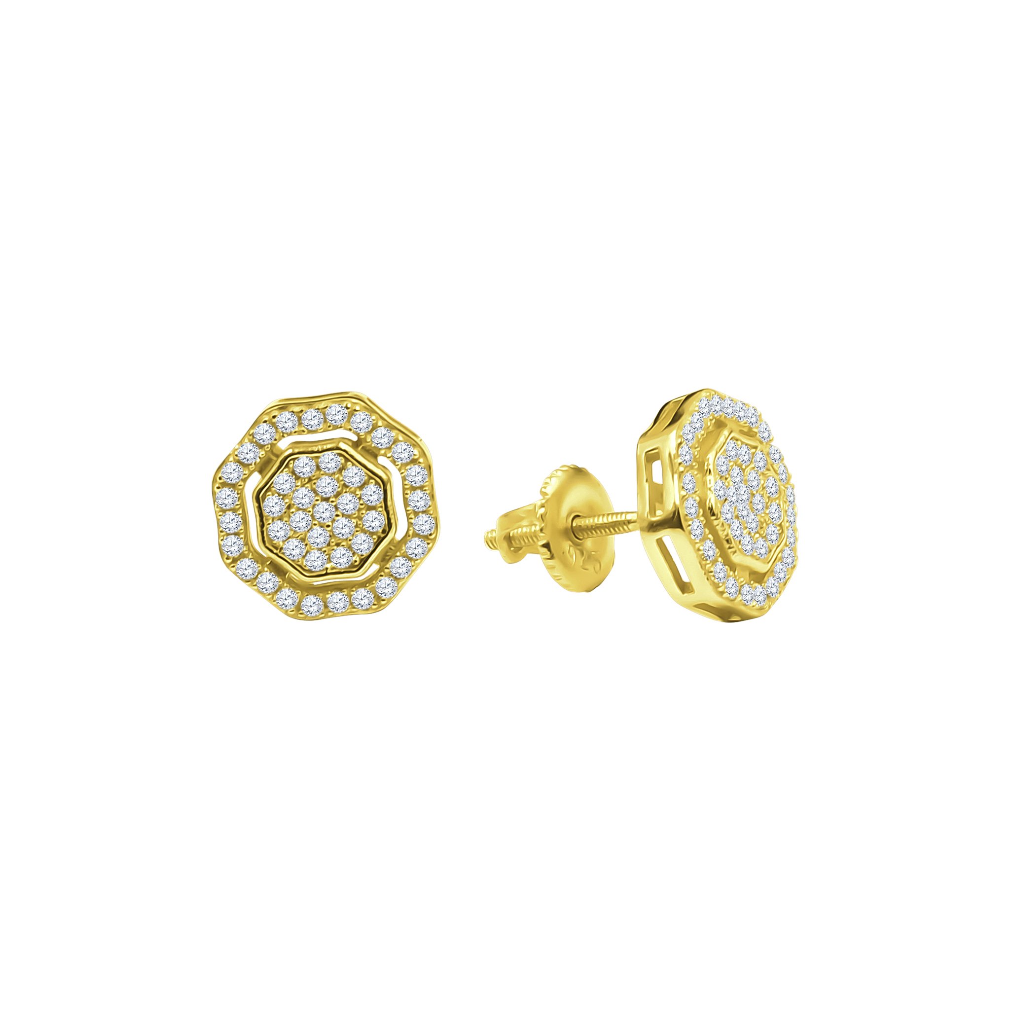 Hunk Screw Back earrings featuring sparkling diamond-shaped accents and cubic zircon stones, elegantly designed for everyday wear.