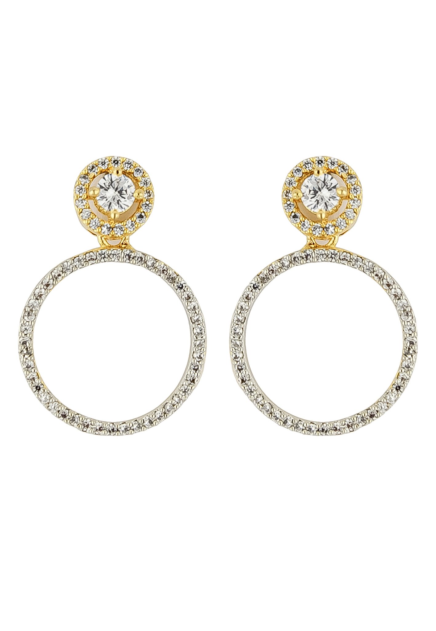 Hypnosis Wave Earrings featuring 18K gold plating and sparkling zircon, showcasing a unique wave design.