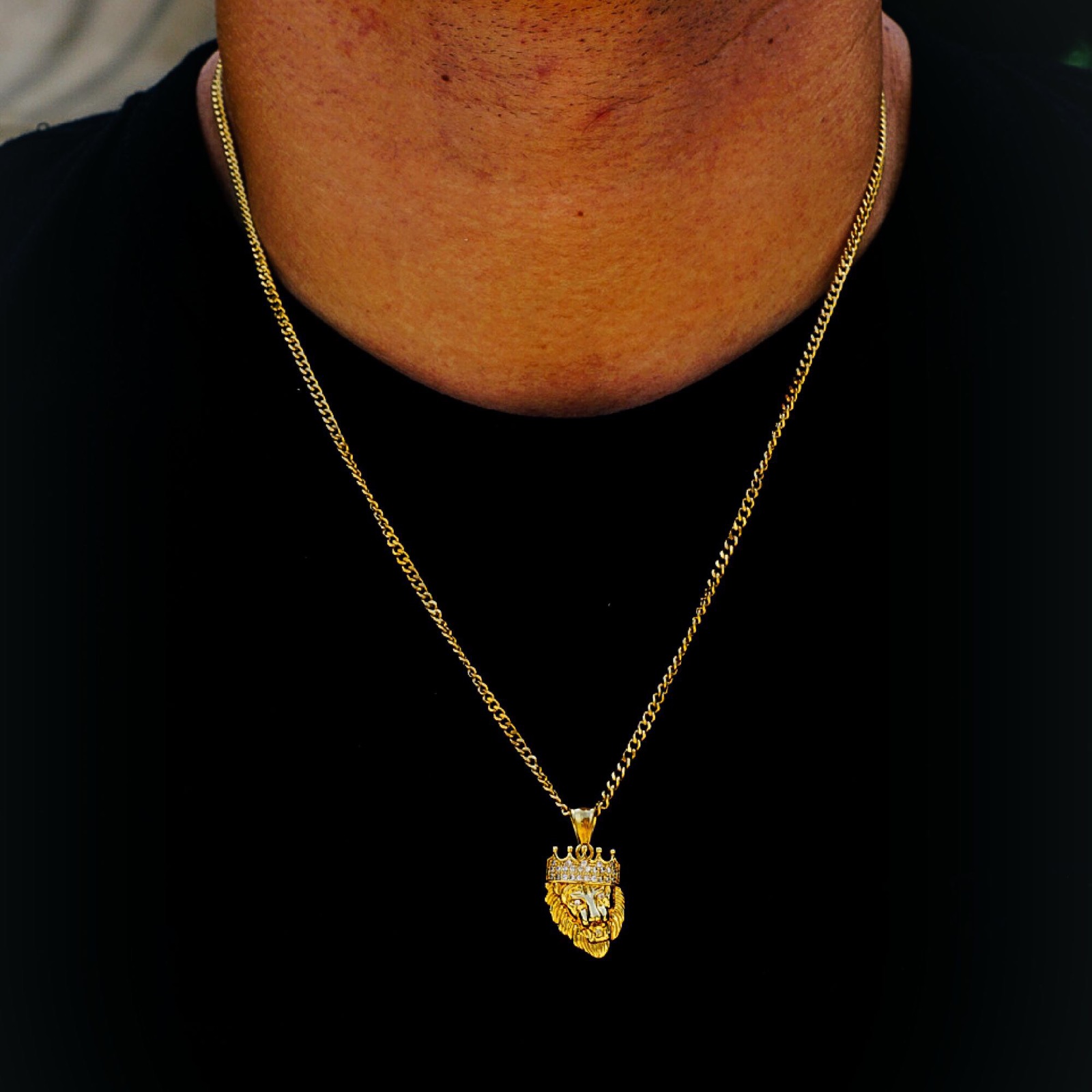 ICE KING Steel Micro Necklace featuring a sparkling Cubic Zirconia pendant and a solid 2.5mm Cuban chain, showcasing hip hop style.