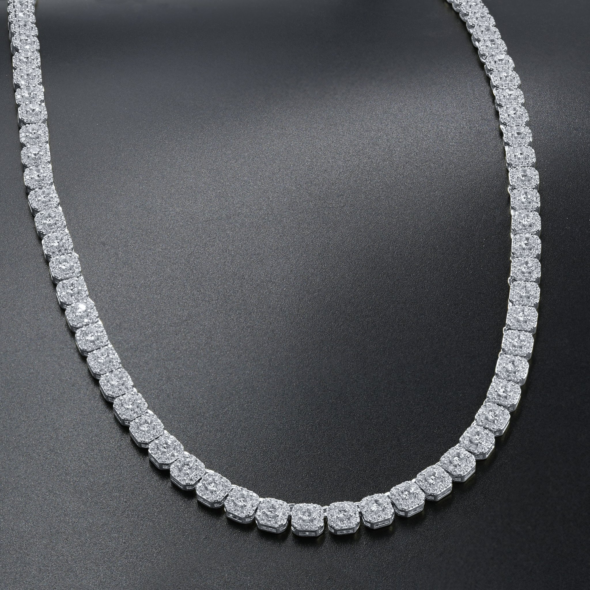 ICECUBE 5 MM 925 Silver Square Tennis Chain featuring hand-set cubic zirconia in a modern square link design.