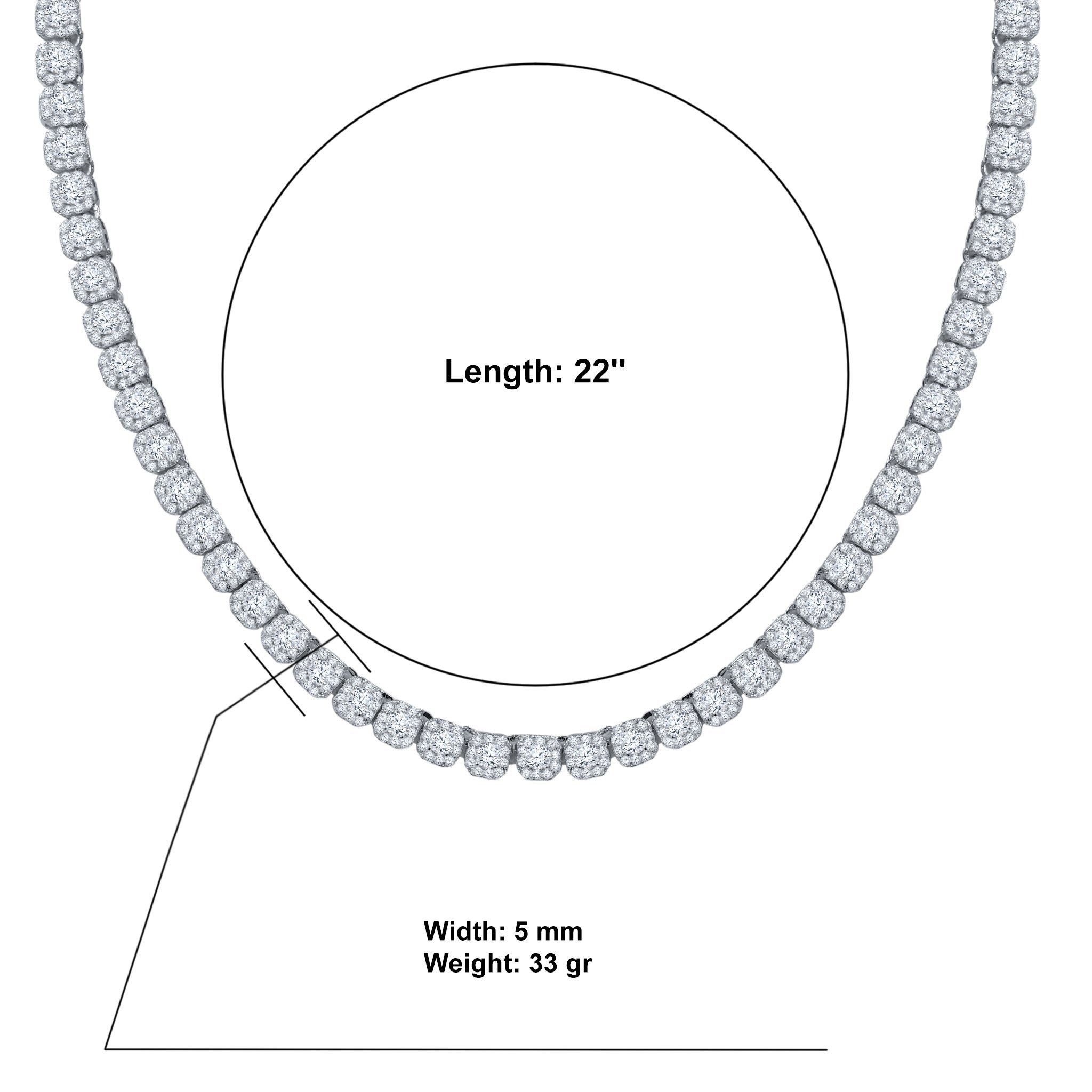 ICECUBE 5 MM 925 Silver Square Tennis Chain featuring hand-set cubic zirconia in a modern square link design.