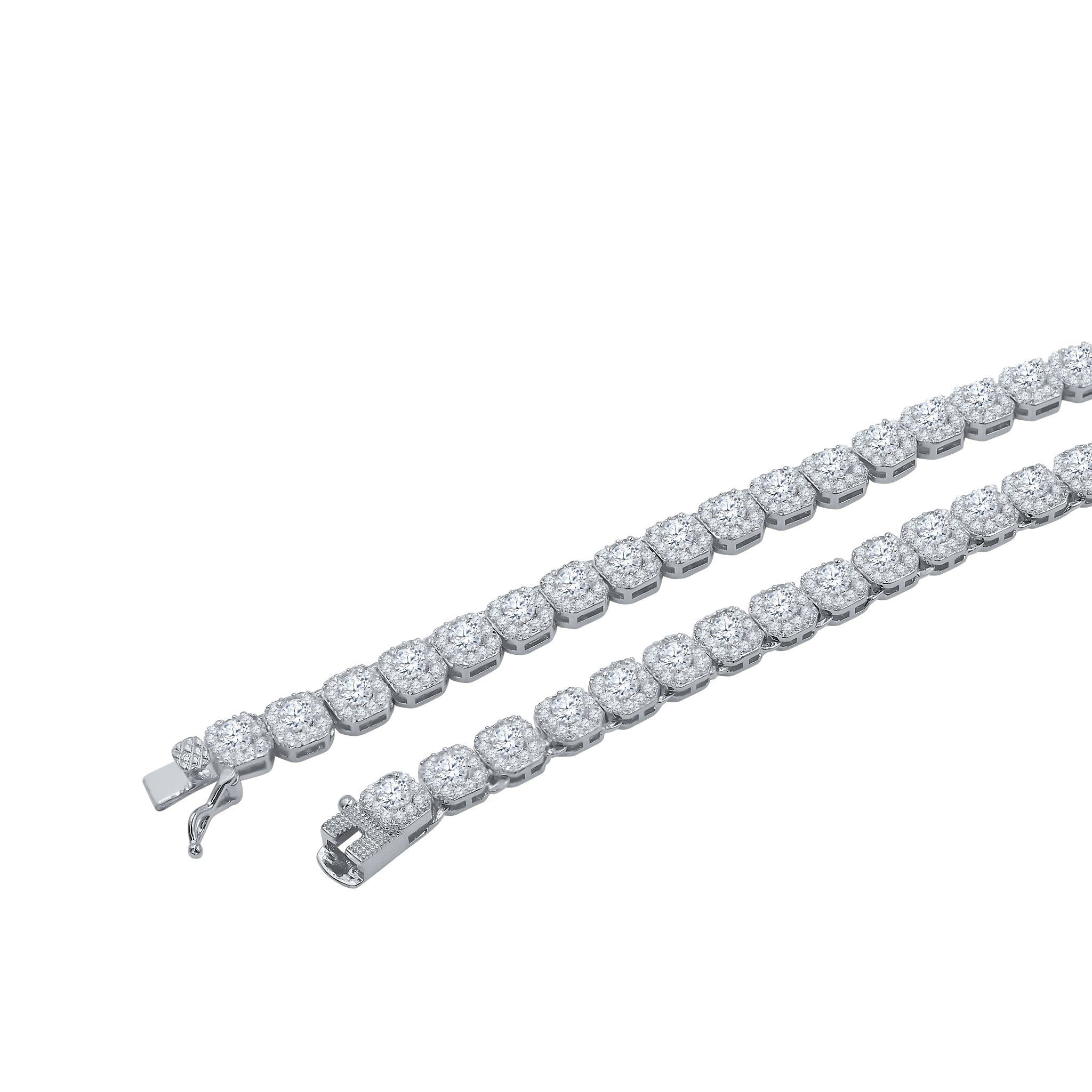 ICECUBE 5 MM 925 Silver Square Tennis Chain featuring hand-set cubic zirconia in a modern square link design.