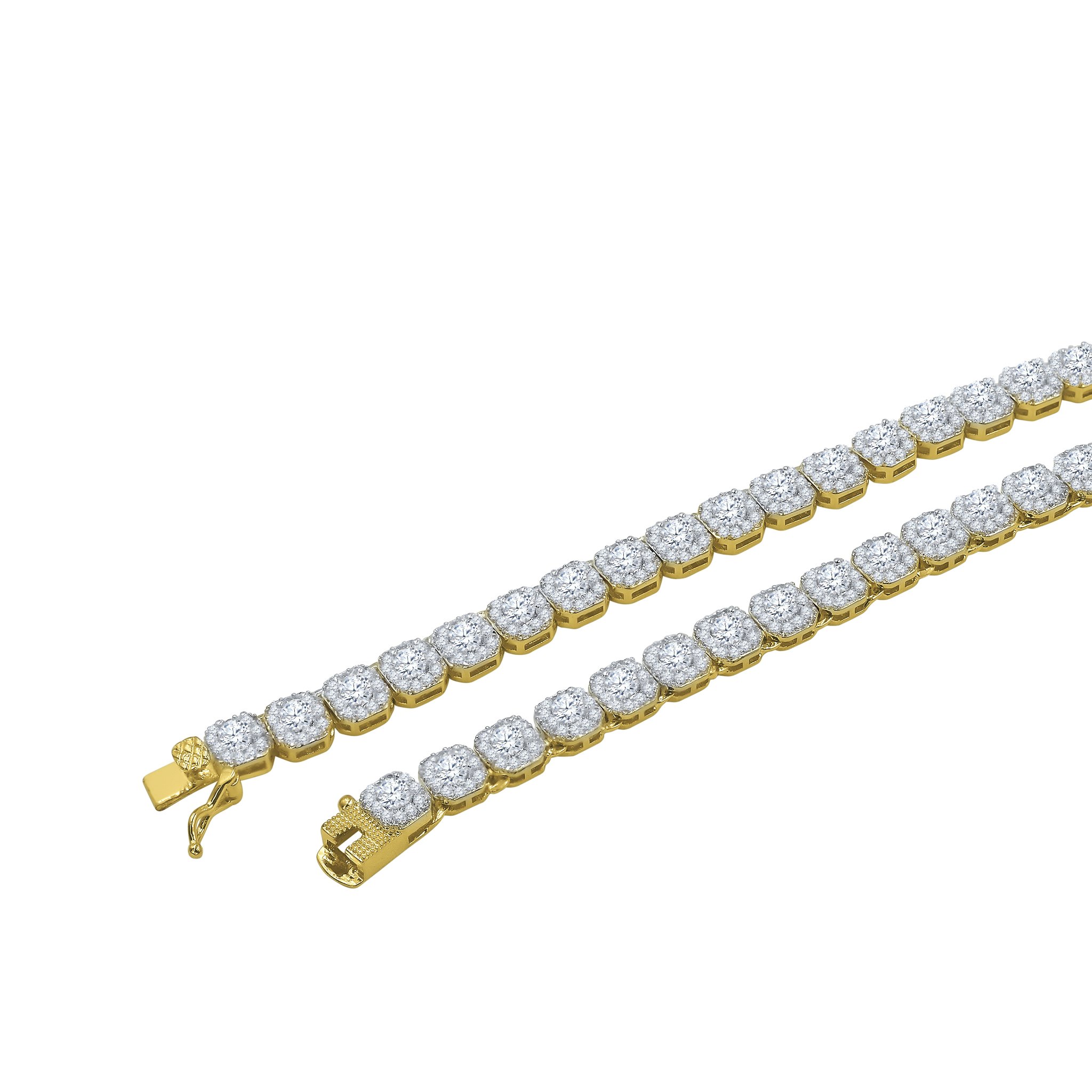 ICECUBE 5 MM Square Tennis Chain featuring AAA cubic zirconia, available in rhodium and gold plating, elegantly designed for a luxurious look.