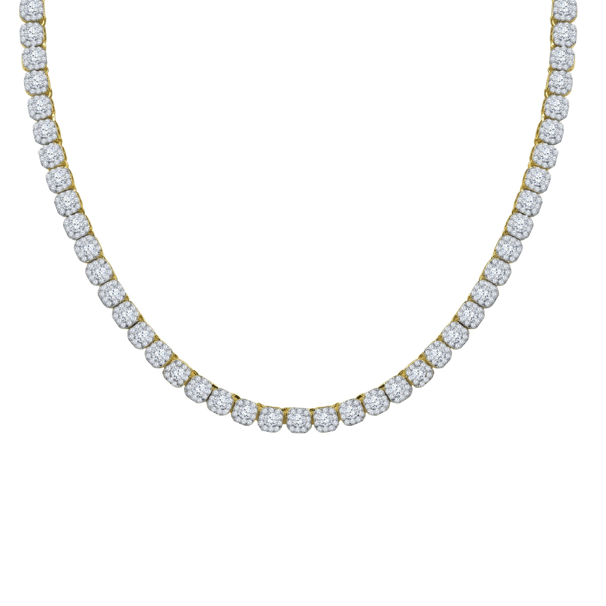 ICECUBE 5 MM Square Tennis Chain featuring AAA cubic zirconia, available in rhodium and gold plating, elegantly designed for a luxurious look.