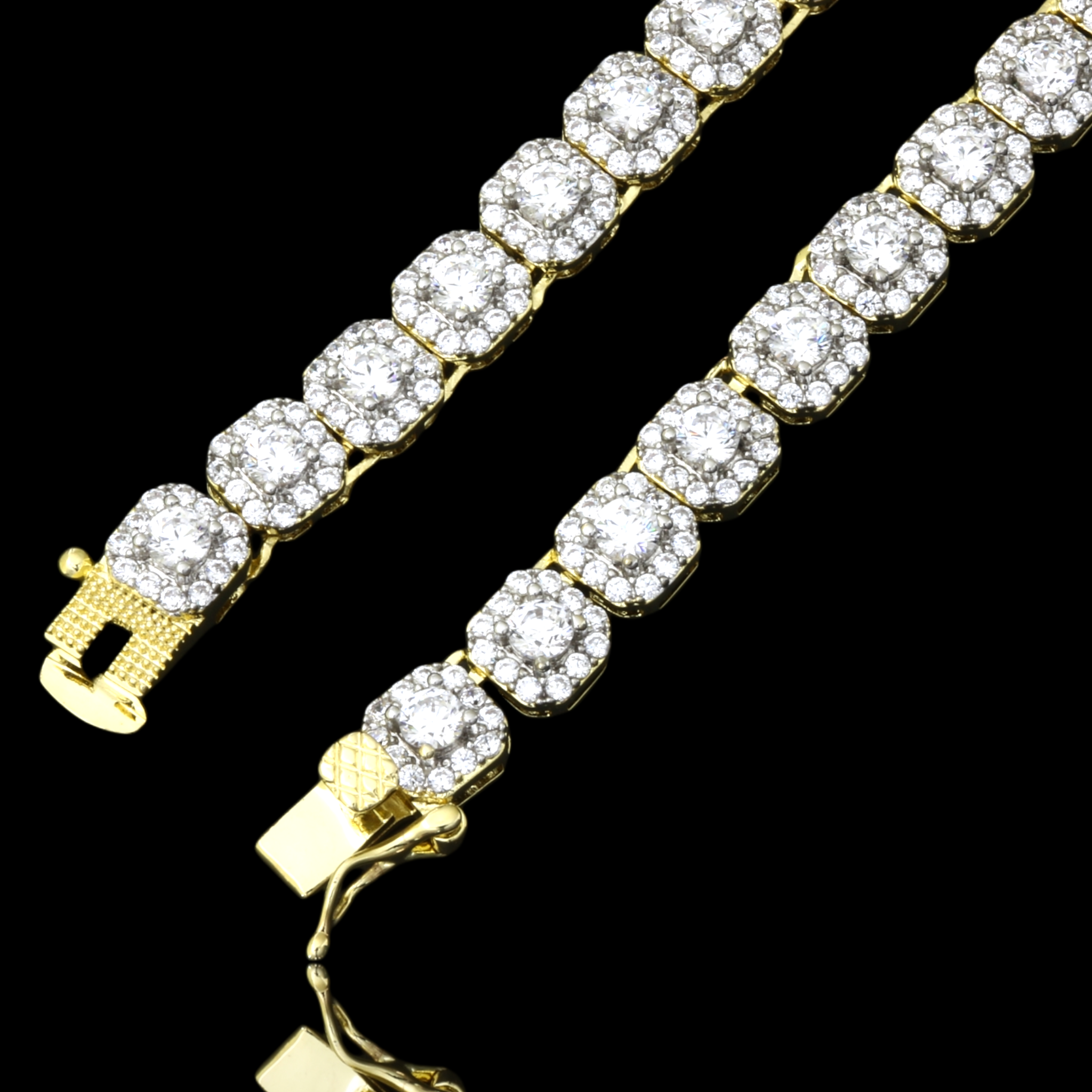 ICECUBE 5 MM Square Tennis Chain featuring AAA cubic zirconia, available in rhodium and gold plating, elegantly designed for a luxurious look.