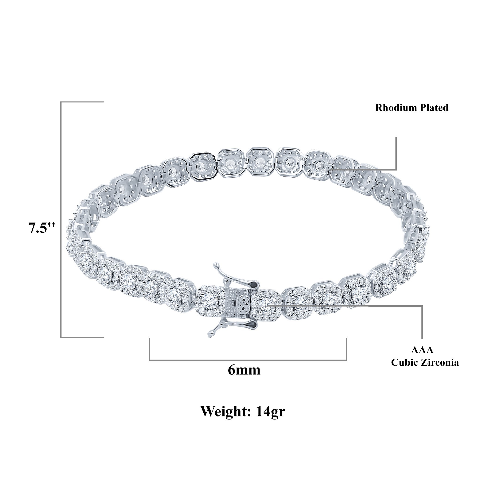 ICECUBE 6 MM Square Tennis Bracelet featuring cubic zirconia stones set in 925 sterling silver, showcasing elegance and craftsmanship.