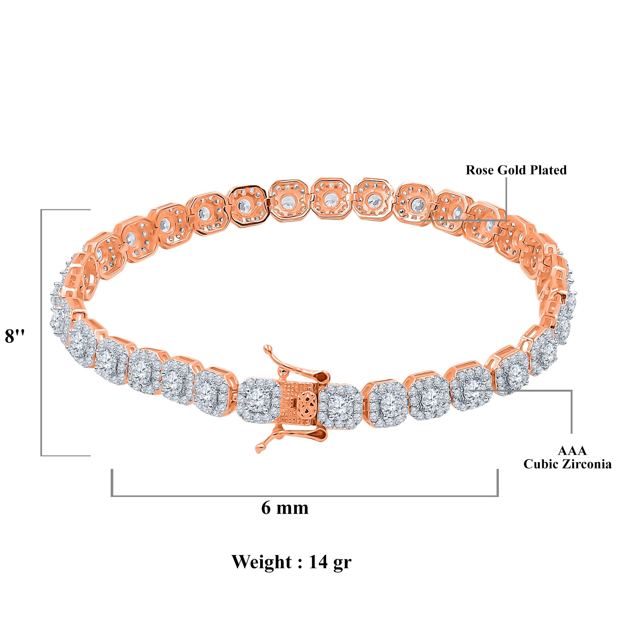 ICECUBE 6 MM Square Tennis Bracelet featuring high-quality cubic zirconia stones set in a prong style, showcasing elegance and luxury.