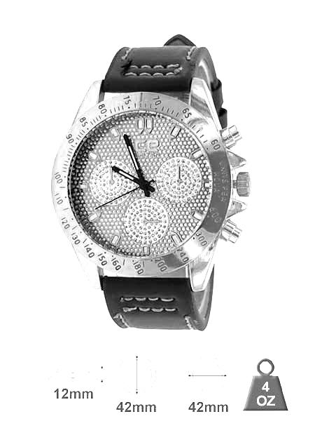 Ice Master Bling Leather Watch featuring a CZ and pave dial, solid alloy construction, and a stylish leather strap.