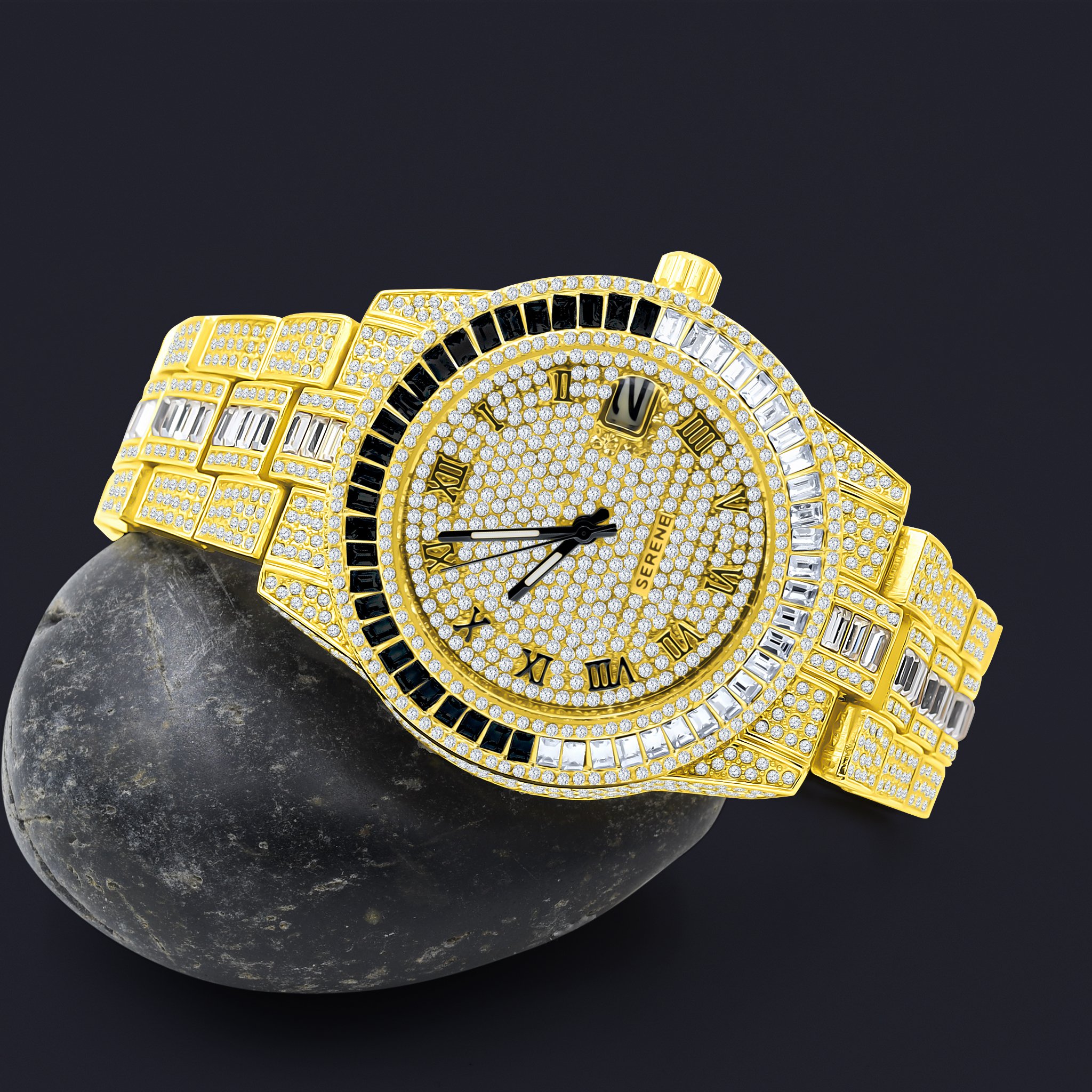 IDIOSYNCRATIC HIP HOP METAL watch featuring a stunning CZ stones pattern, solid alloy construction, and a luxurious European crystal bezel.