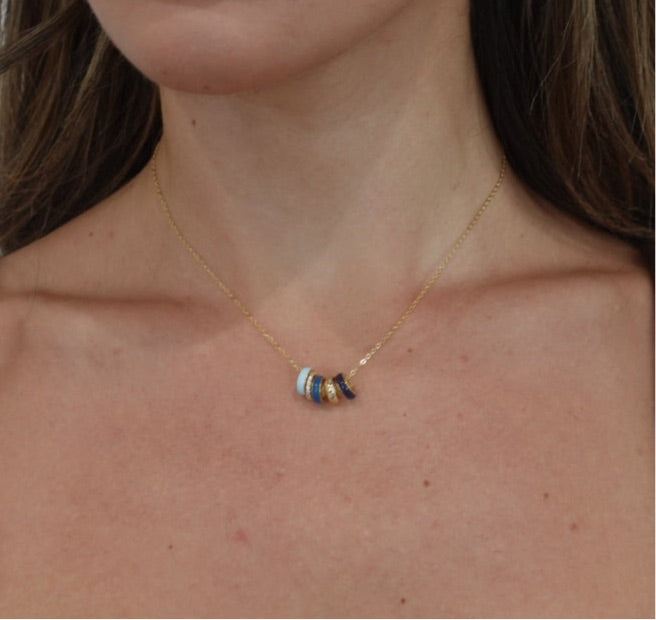 Elegant Ilona Blue Necklace featuring 18K gold plating, perfect for everyday wear.