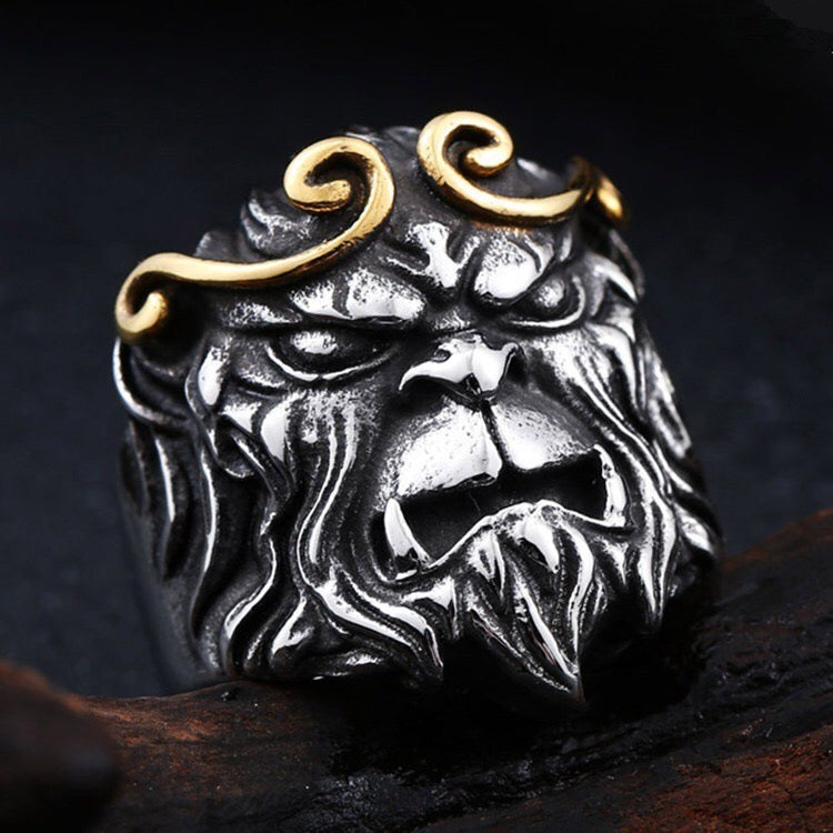 The Immortal Wukong ring, a lightweight alloy ring featuring intricate designs inspired by the legendary Wukong, available in various sizes.