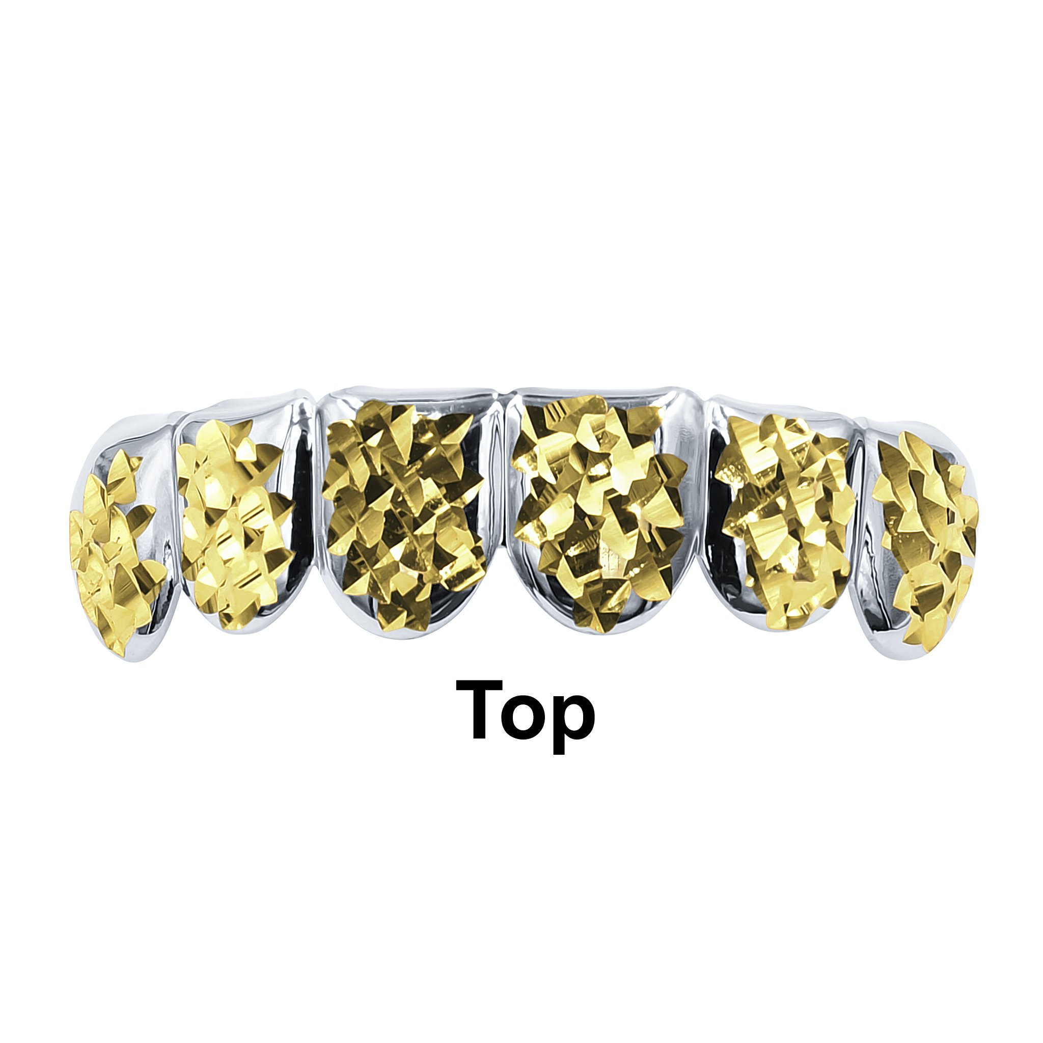 IMPECCABLE GRILLZ I 910121 featuring solid golden color and sparkling CZ stones, designed for a luxurious and stylish look.