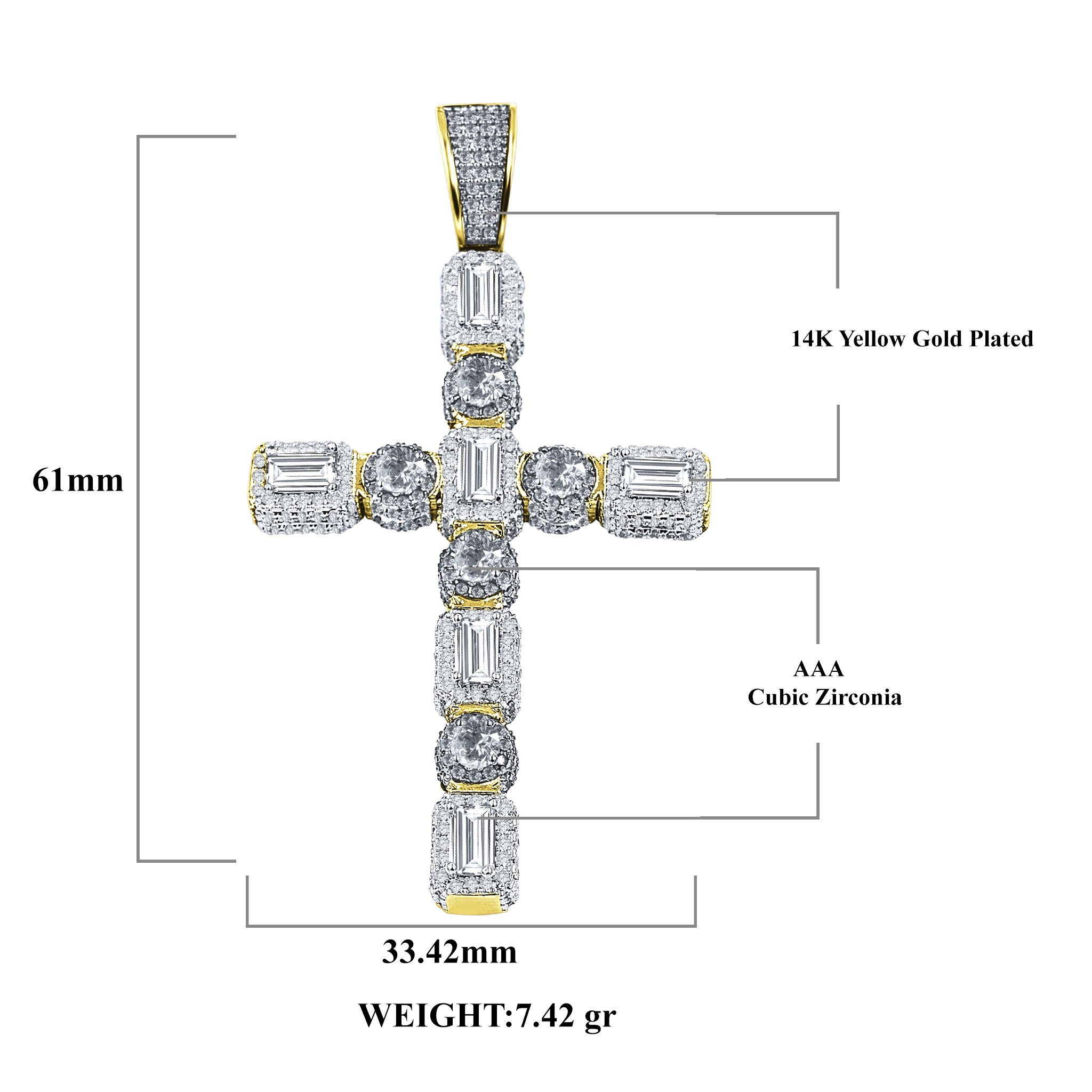 IMPULSE Cross Pendant by Bling Master, featuring cubic zircon stones and brass copper metal, elegantly designed for faith expression.