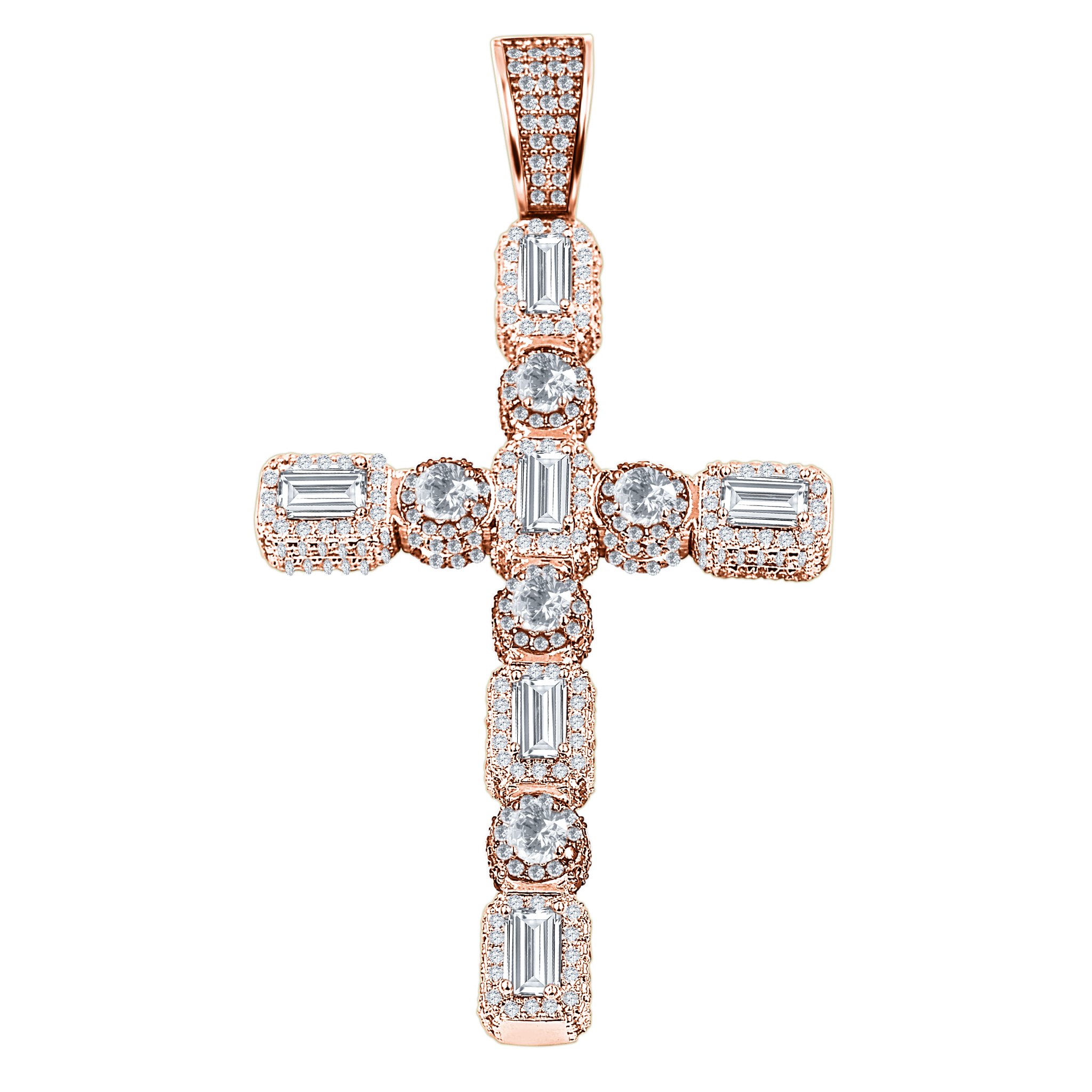 IMPULSE Cross Pendant by Bling Master, featuring brass copper metal and sparkling cubic zircon stones, elegantly designed for faith expression.