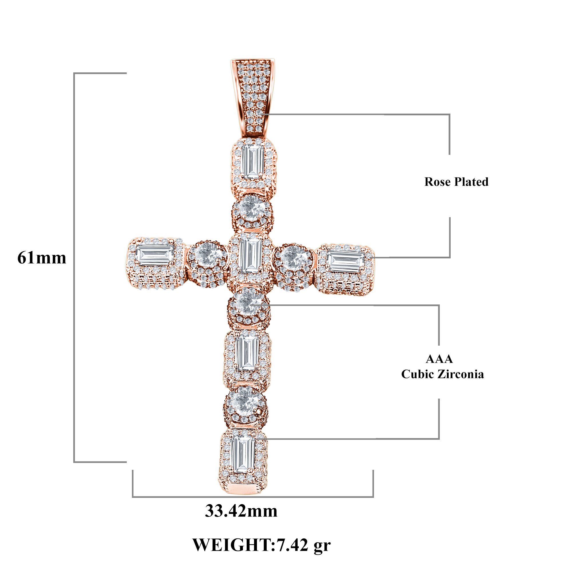 IMPULSE Cross Pendant by Bling Master, featuring brass copper metal and sparkling cubic zircon stones, elegantly designed for faith expression.