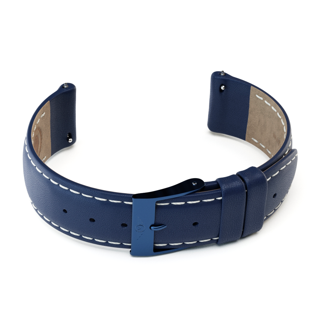 Indigo Leather - Indigo Brushed watch strap made from premium full-grain leather with stainless steel fittings.