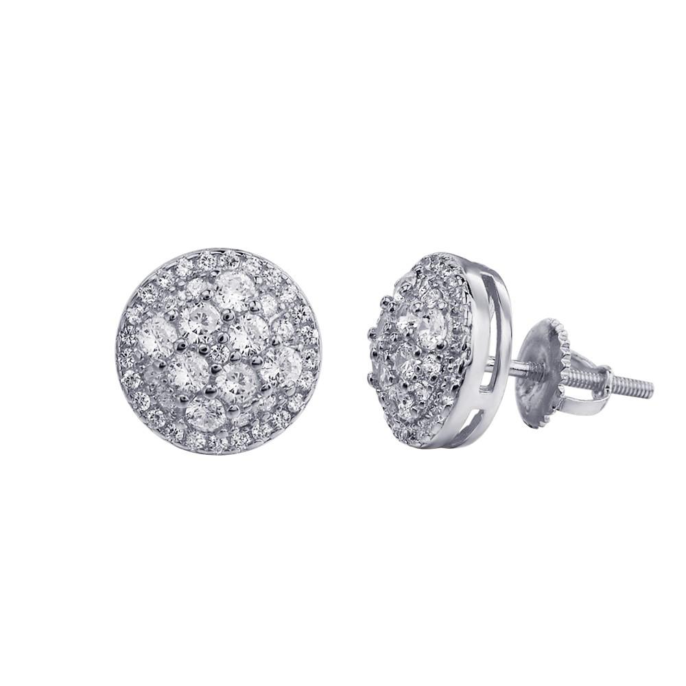 INEFFABLE Screw Back Earrings featuring cubic zirconia stones set in 925 sterling silver, elegantly designed for a floating effect.