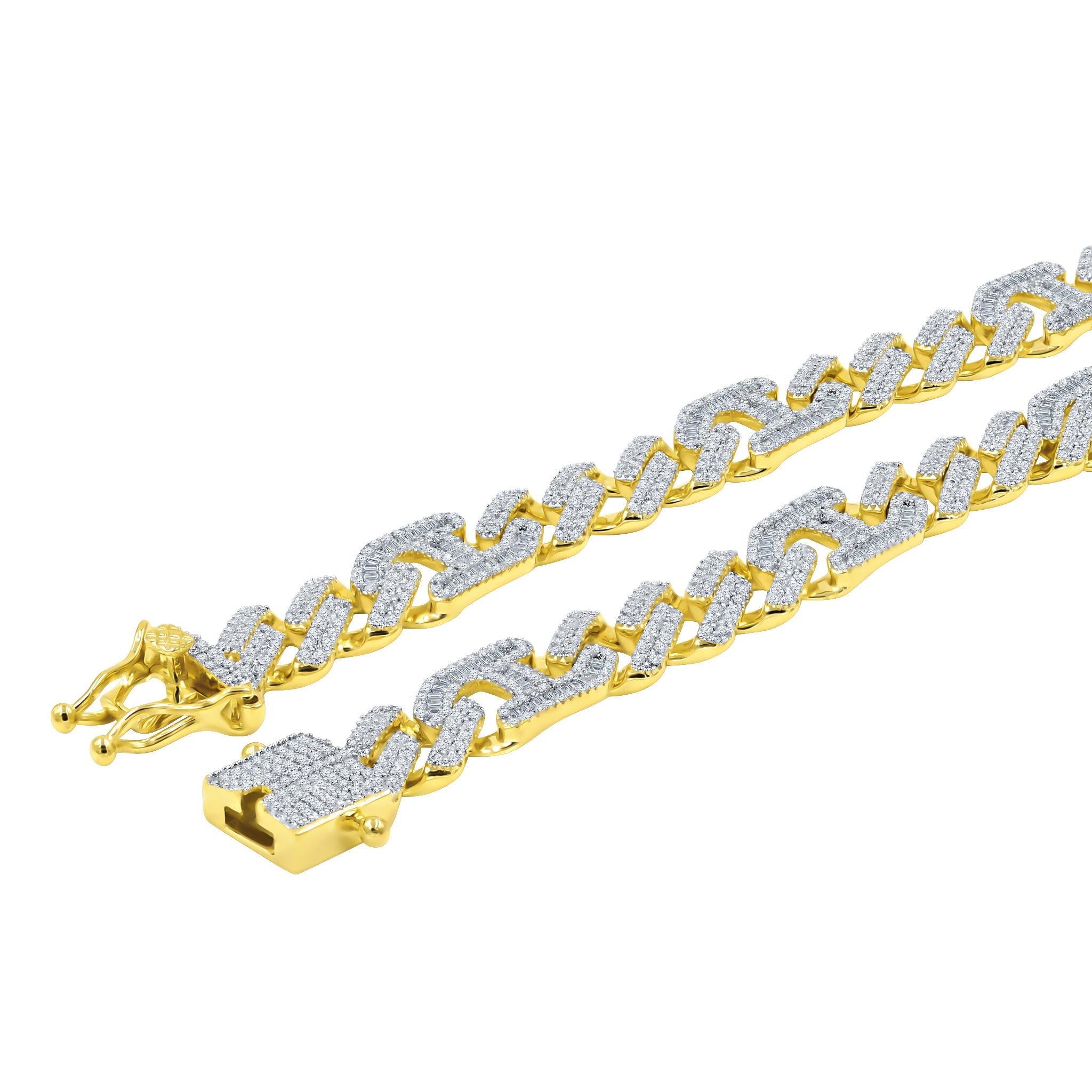 INGRESS Brass 12MM CZ Chain featuring AAA cubic zirconia, available in rhodium and gold plating, elegantly designed for everyday wear.